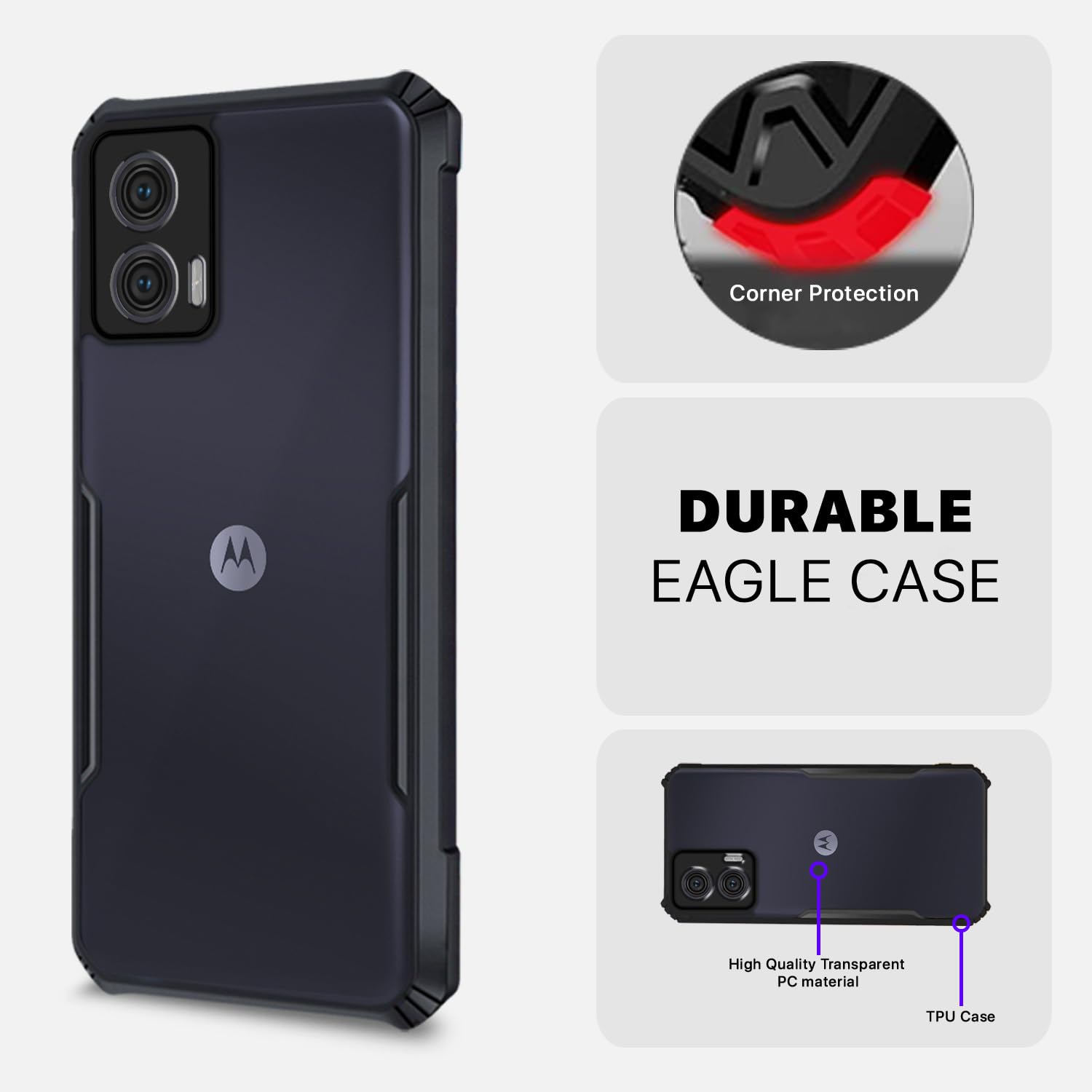Pikkme Moto G73 5G Eagle Back Cover (Black)
