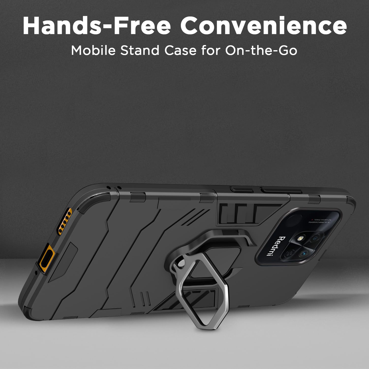 Pikkme Redmi 10 / Redmi 10 Power D5 Tough Armor Back Cover | Black