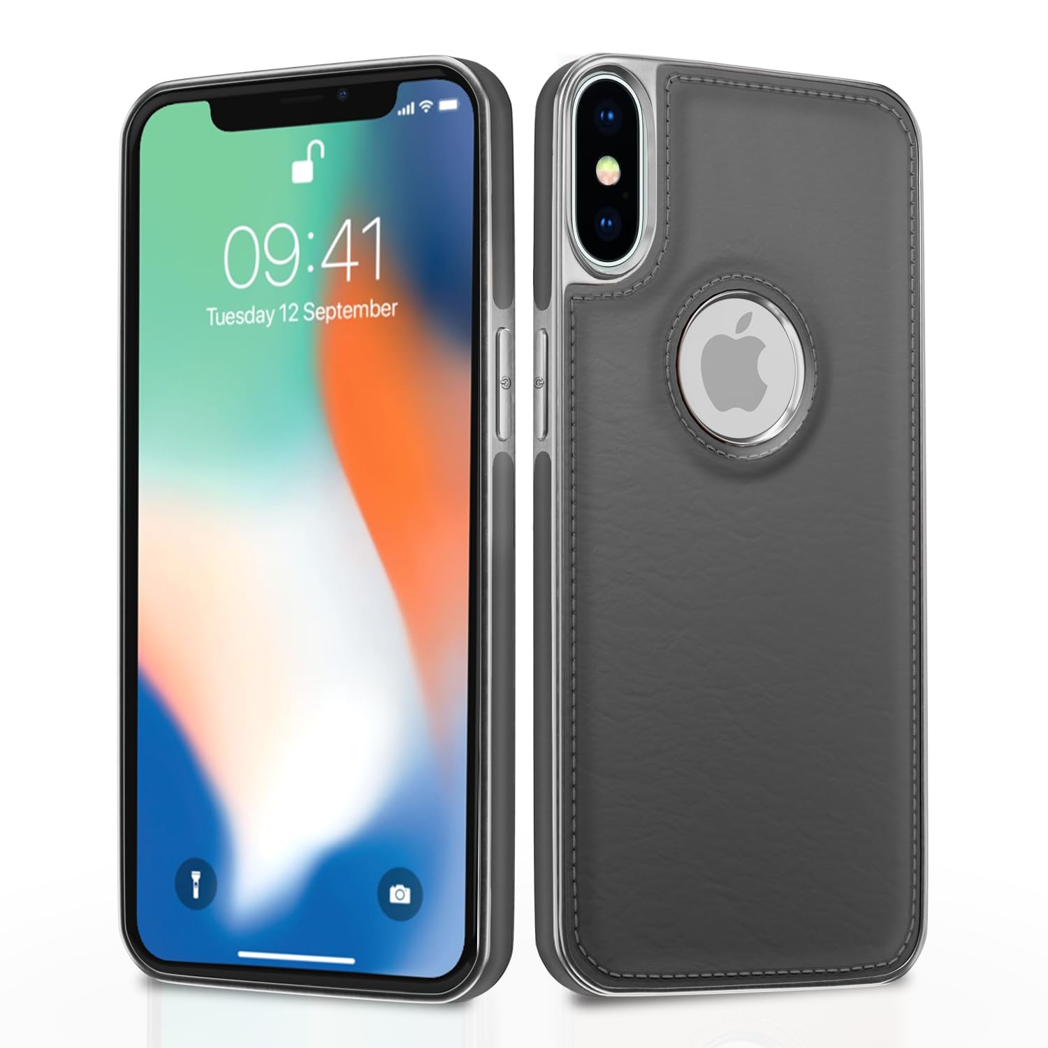 Chrome grey Leatherback back cover for iPhone X/XS – Pikkme