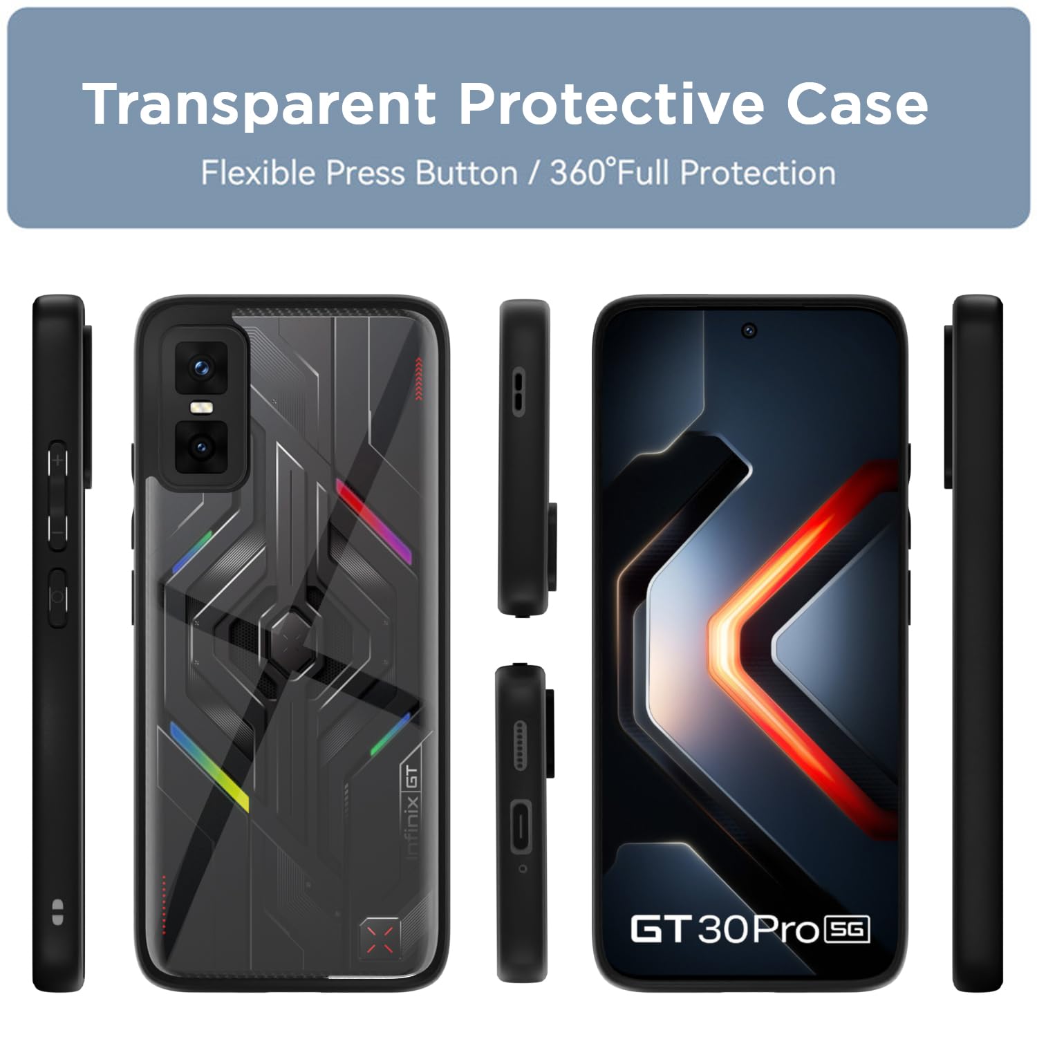 Pikkme Infinix GT 30 Pro 5G Eagle 2 Shockproof Sleek Hybrid Armor Back cover (Black)