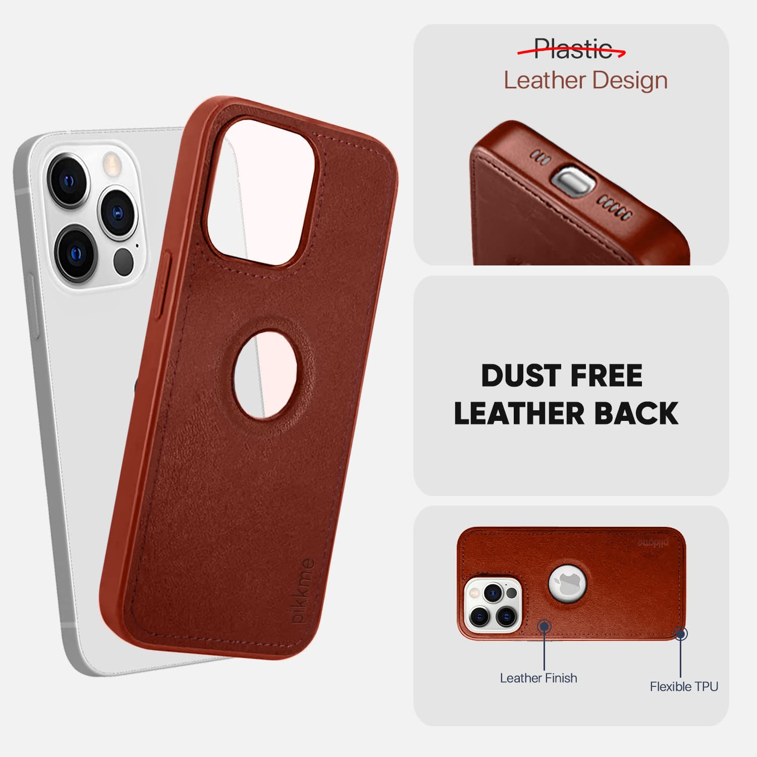 Pikkme iPhone 12 Pro Luxe Series | Velvet Cloth Inside PU Leather Back Case (Brown)