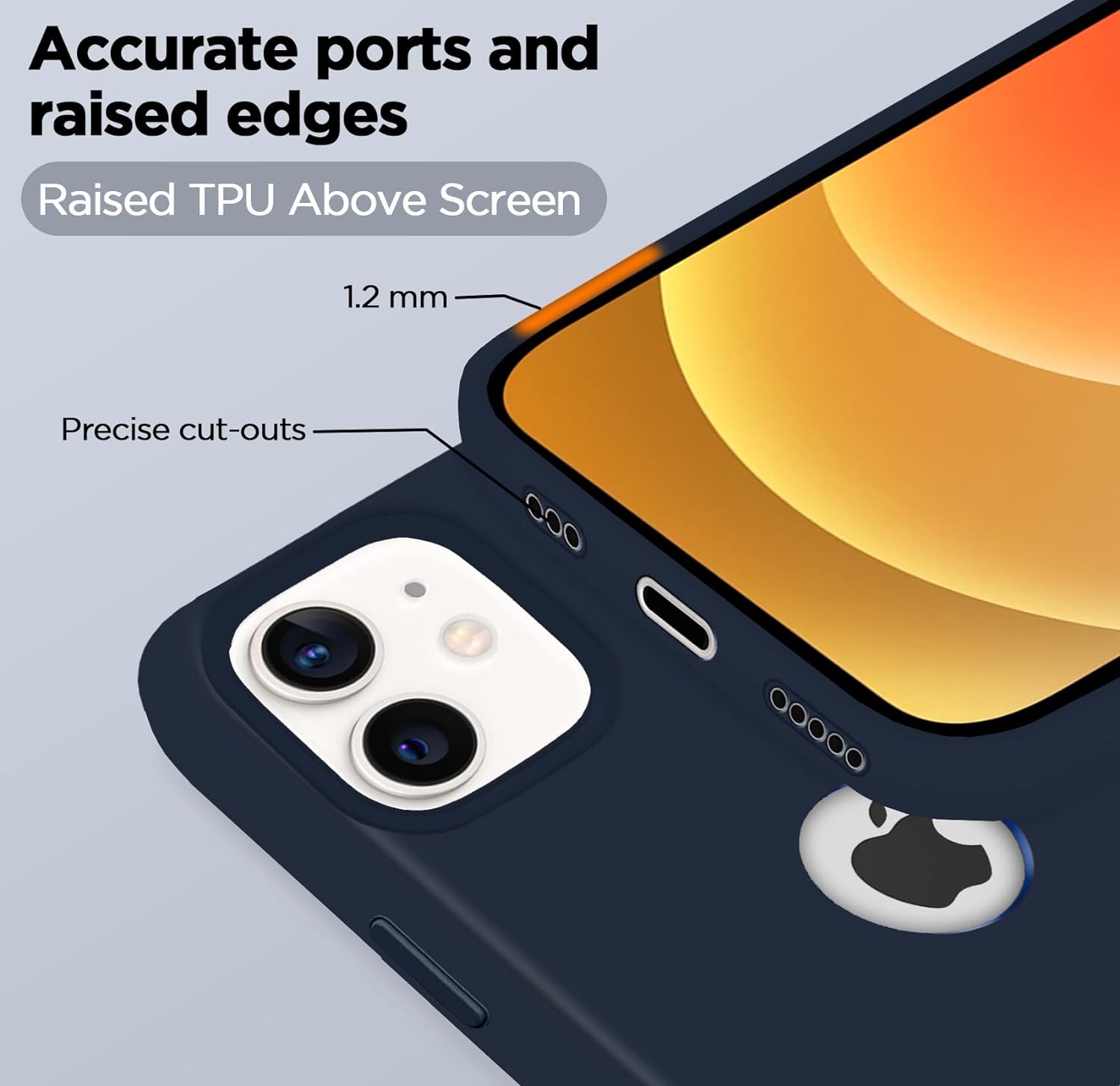 Pikkme iPhone 12/12 Pro (Dark Blue)Silicone Back Cover (Dark Blue)