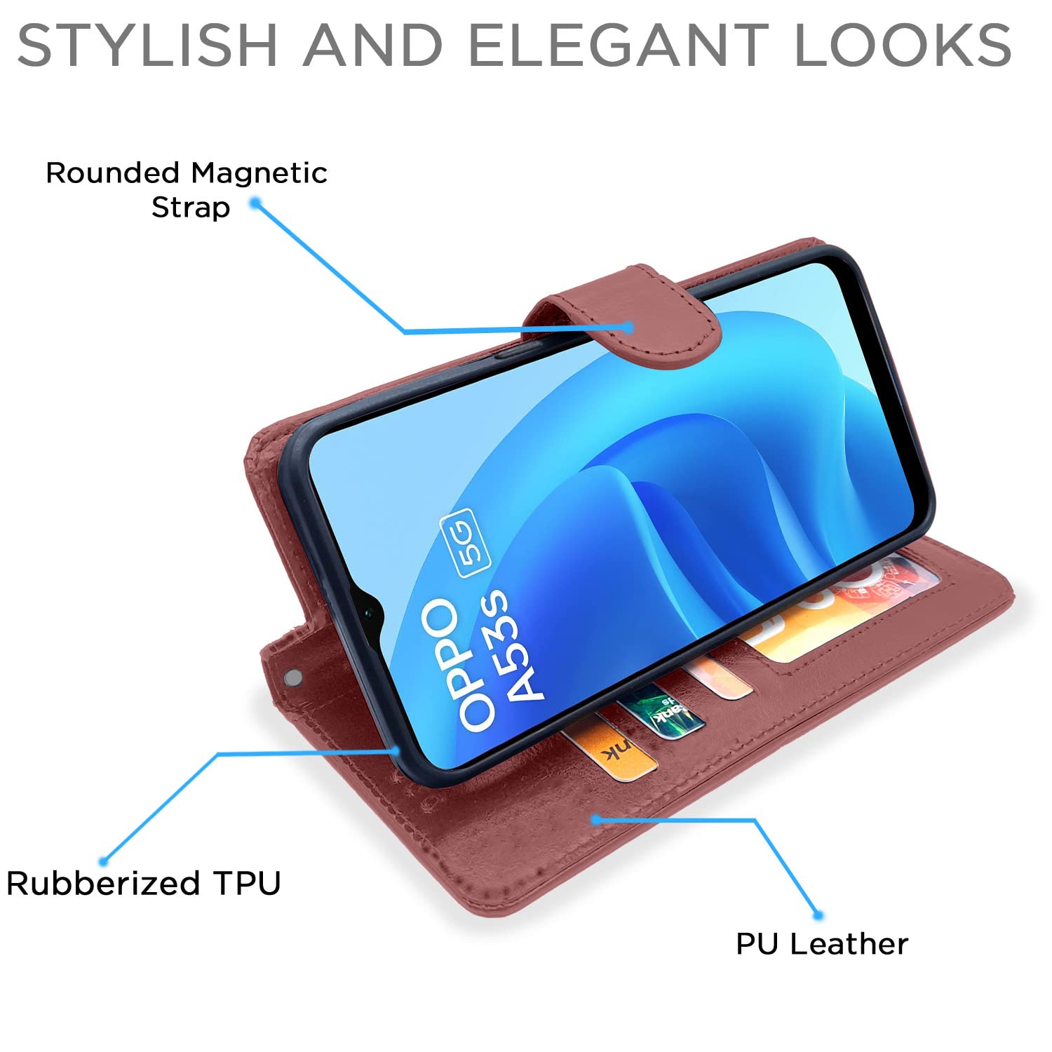 Pikkme Oppo A53s 5G Wallet brown flip cover – photo 5