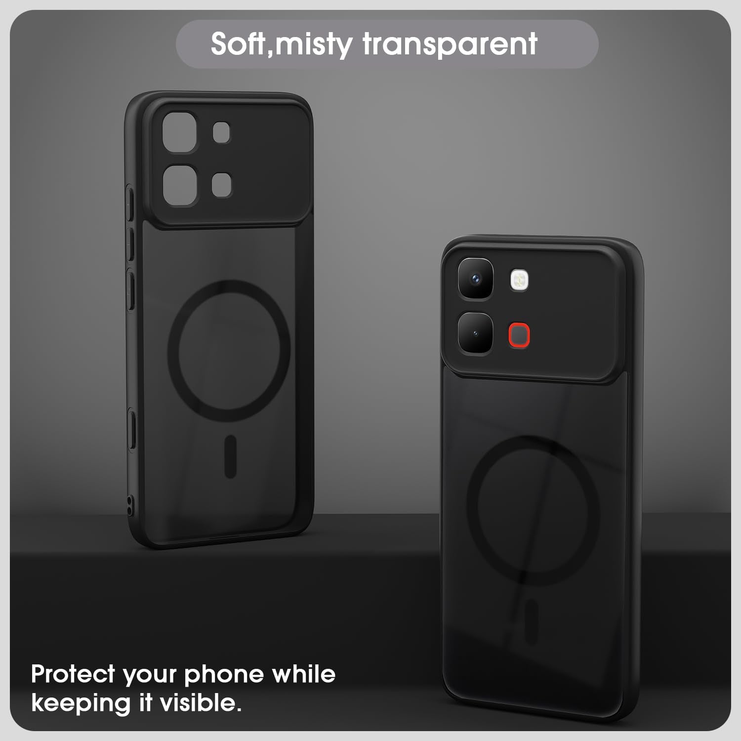 Infinix Note Edge 5G MagSafe mobile back cover in black smoke mag-safe by Pikkme – photo 3