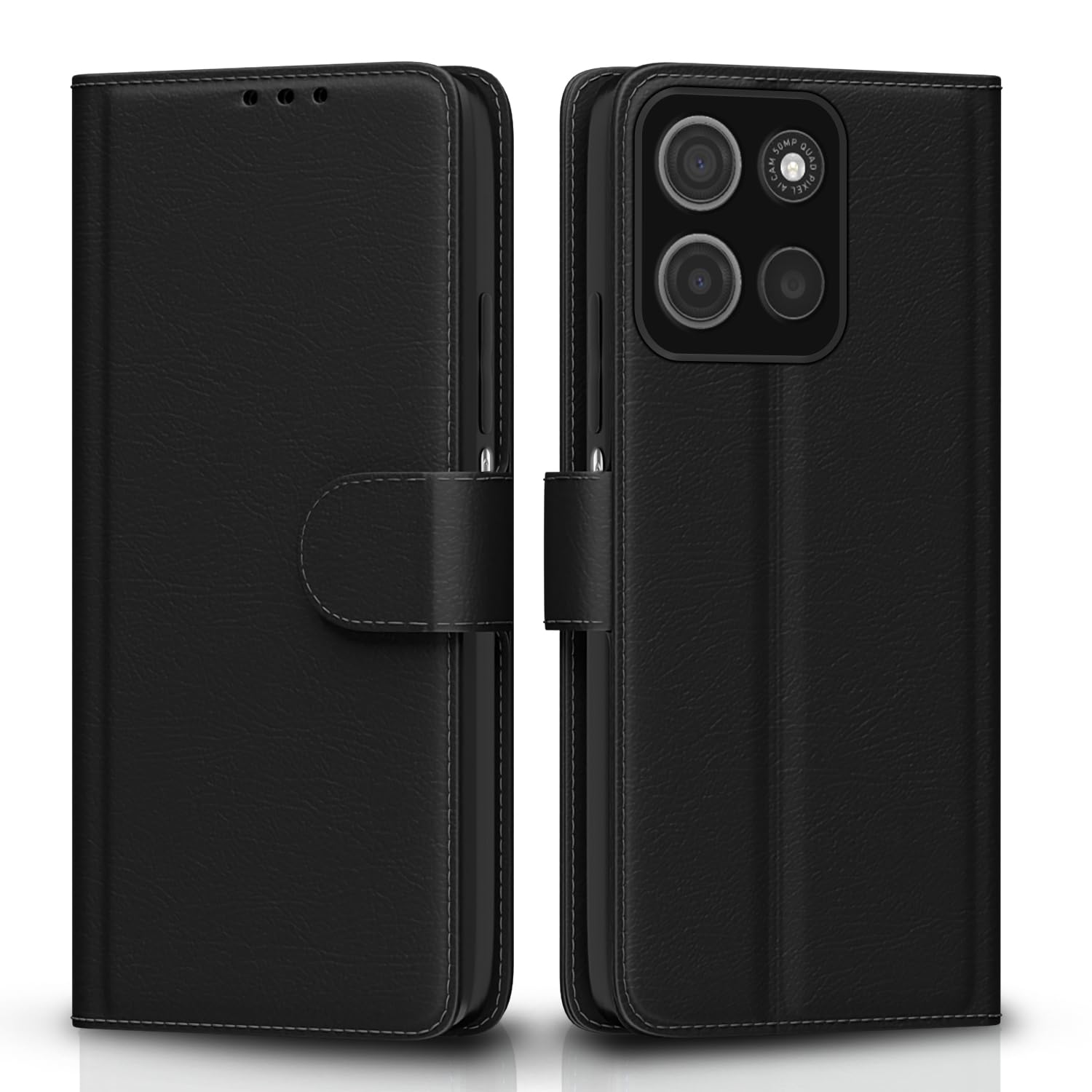 Black Wallet mobile flip cover for Moto G15 – Pikkme