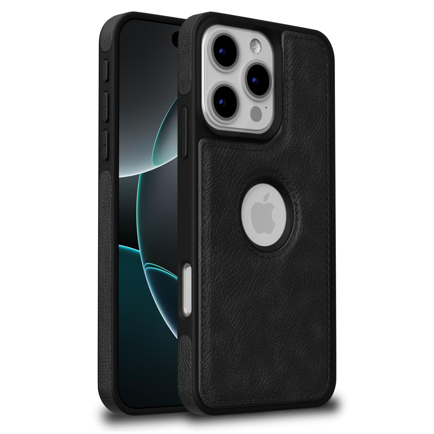iPhone 16 Pro Max LeatherBack Back Cover – Black