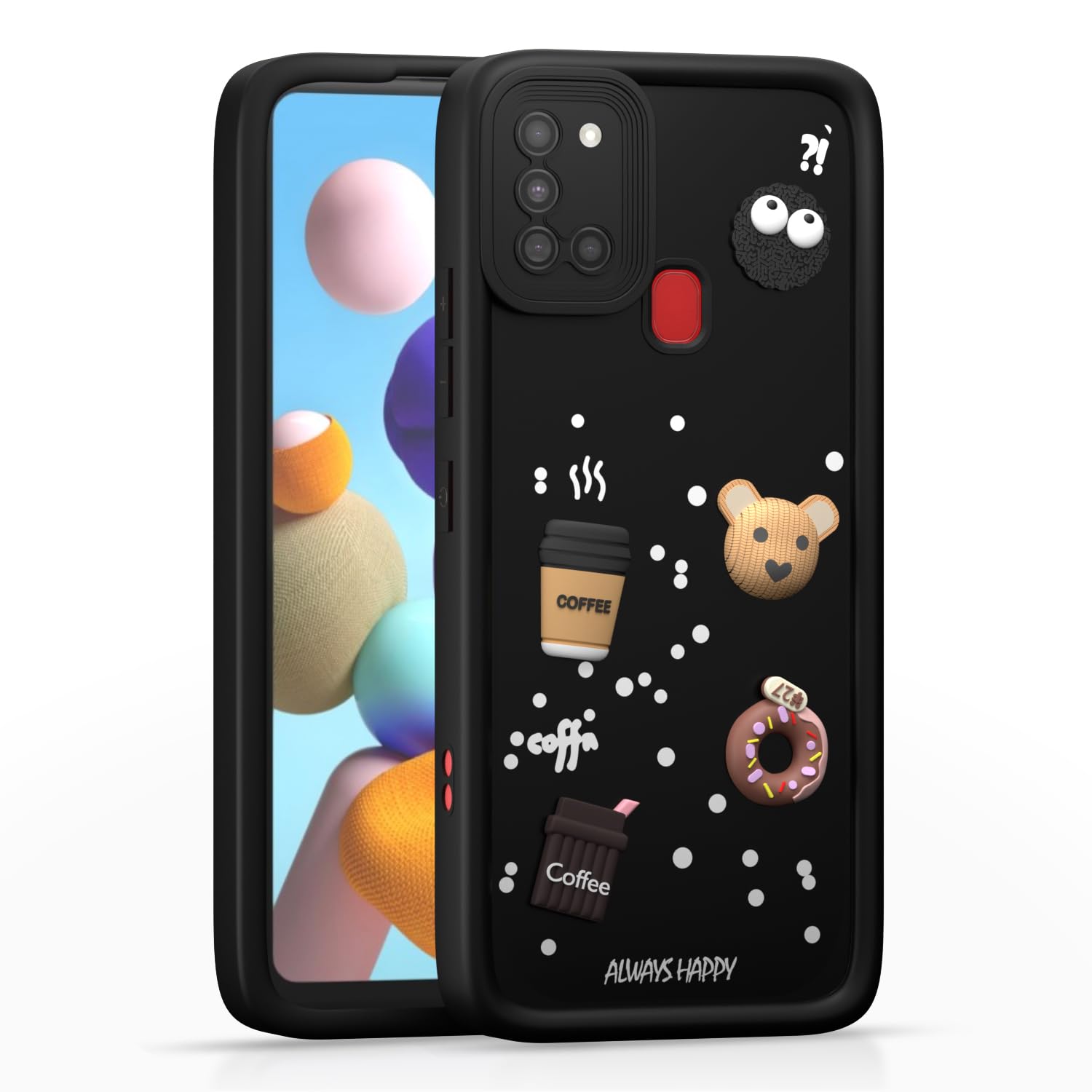 Pikkme black Silicone mobile back cover for Samsung A21s/3D
