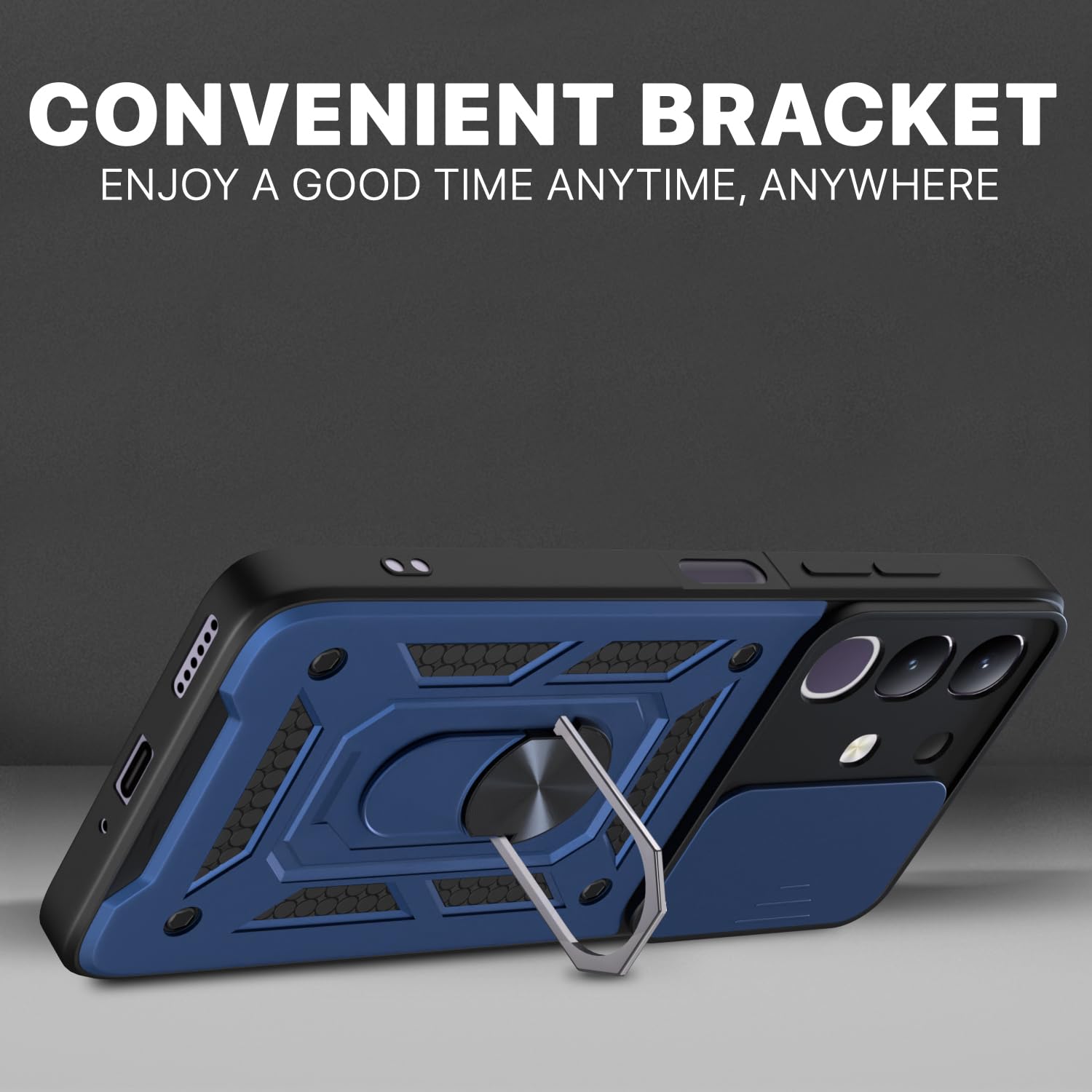 Pikkme Vivo T4x 5G D10 Tough Armor Back Cover (Blue)