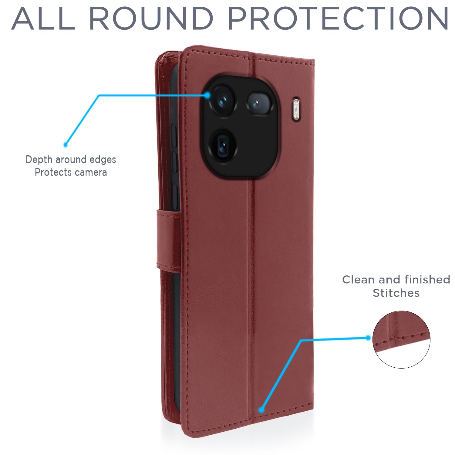 iQOO 12 5G Wallet mobile flip cover in brown by Pikkme – photo 4