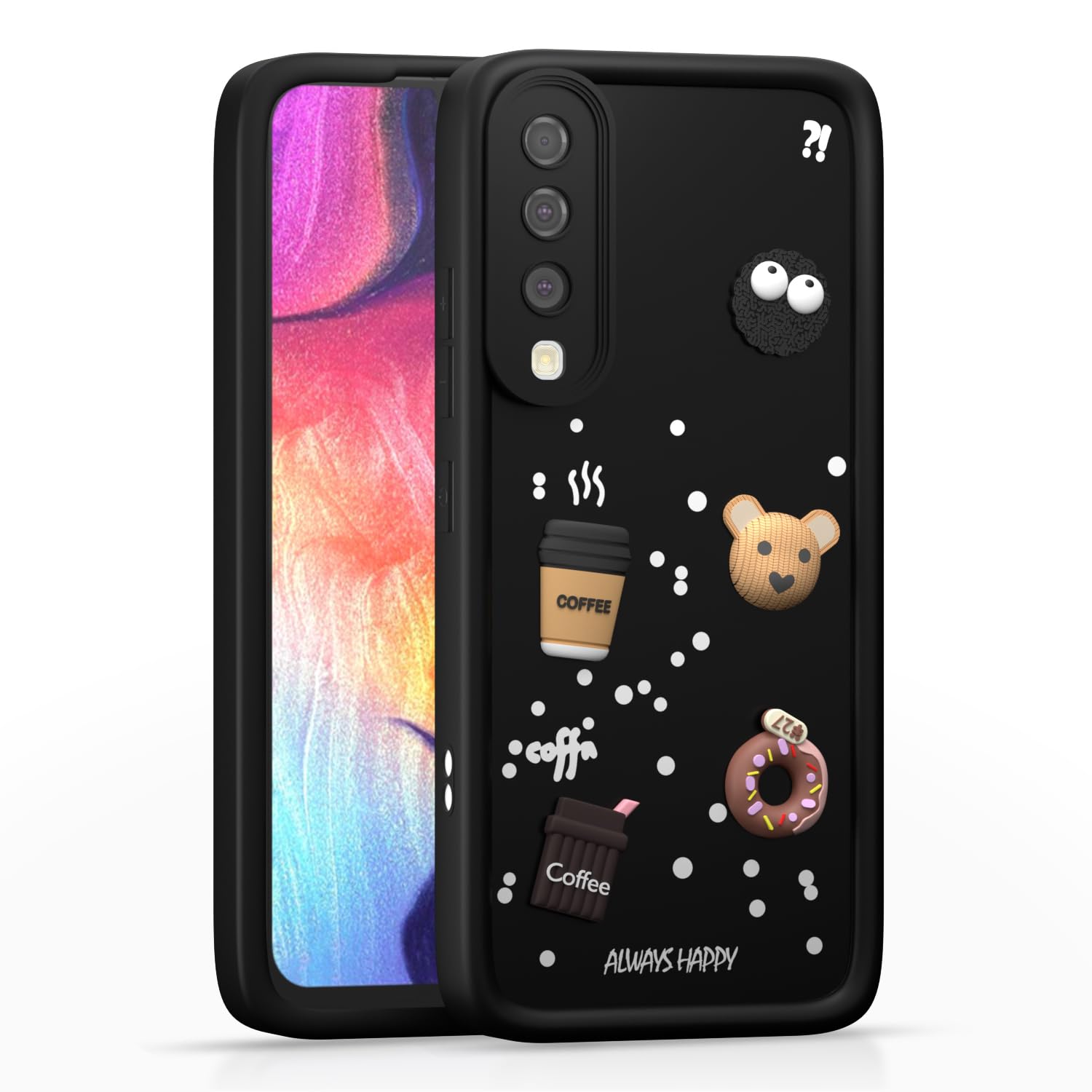 Pikkme Samsung Galaxy A50 / A50s / A30s Cute Fun Cartoon 3D Bear Coffee Back Cover (Black)