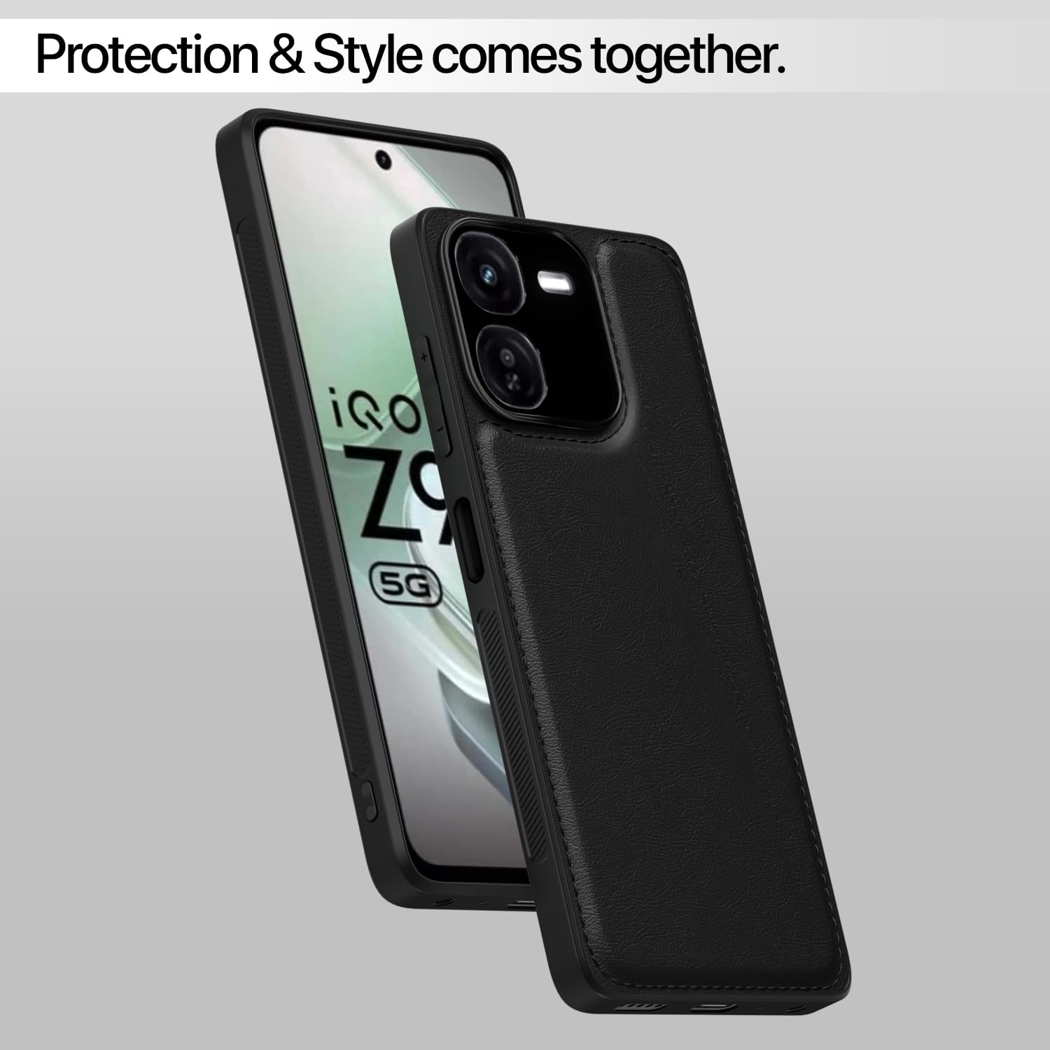 Pikkme iQOO Z9X 5G Leather Back Case | Black