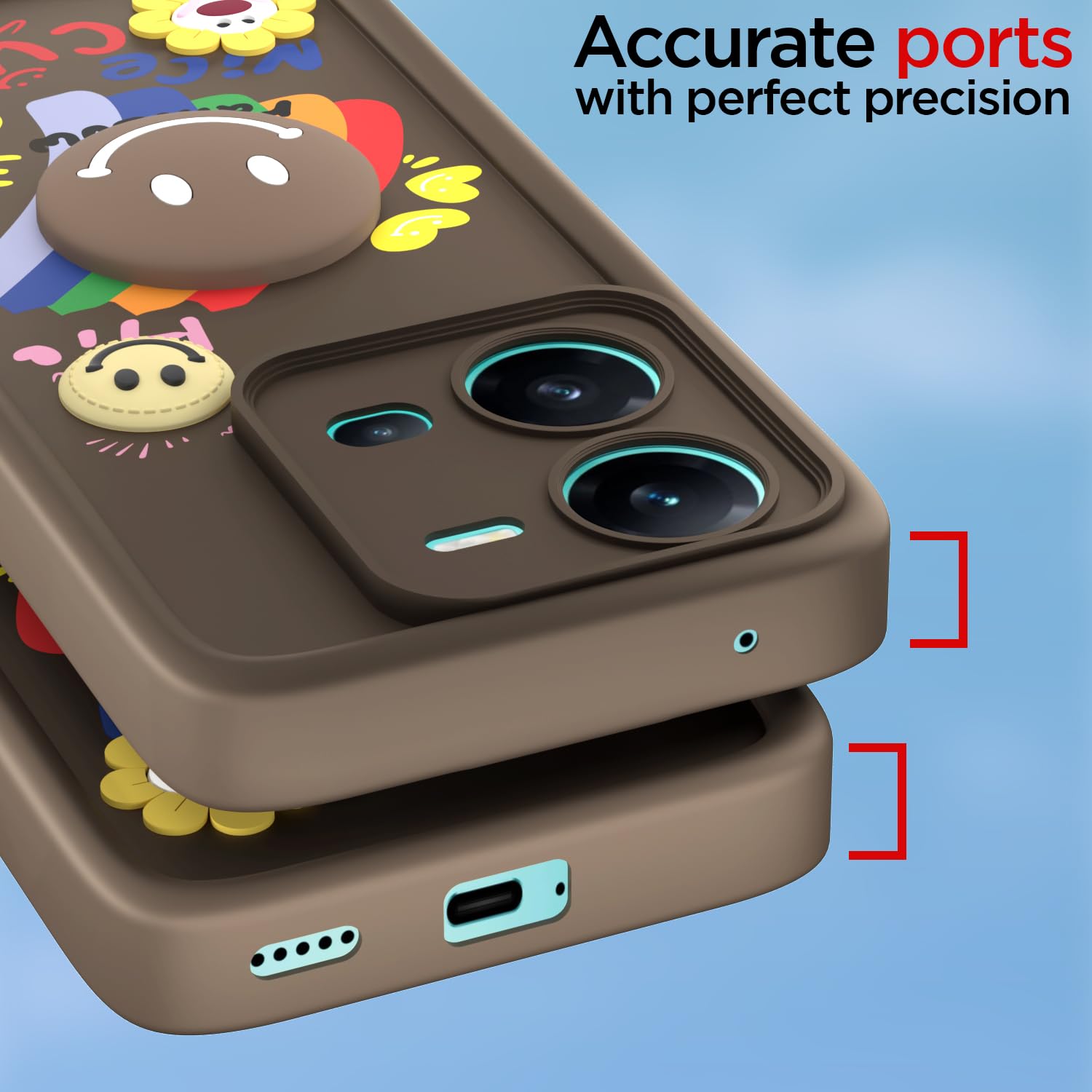 Pikkme Vivo V25 5G Soft Silicone brown mobile back cover – photo 4