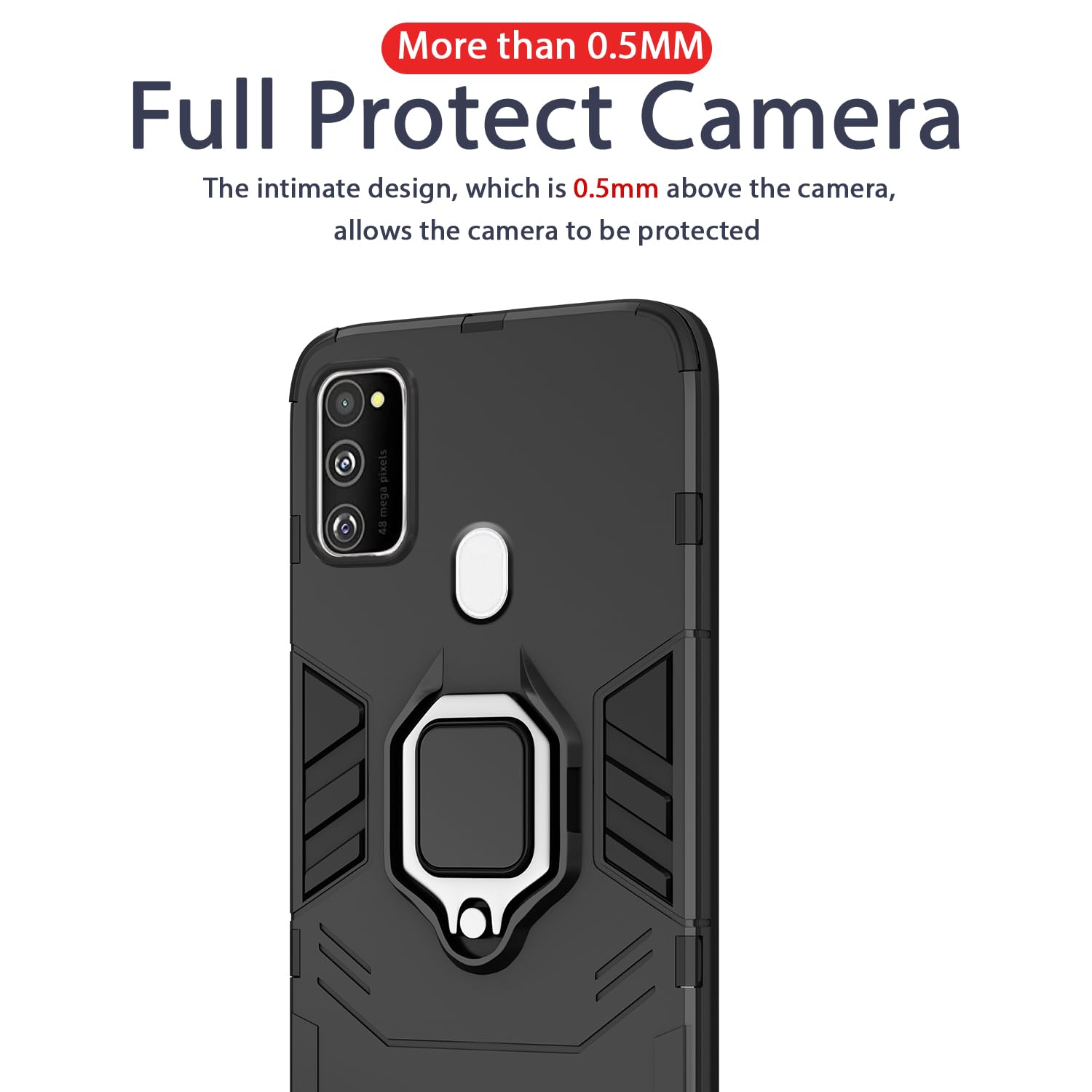 Pikkme Samsung Galaxy M21 / M30s / M21 2021 D5 Tough Armor Back Cover | Black