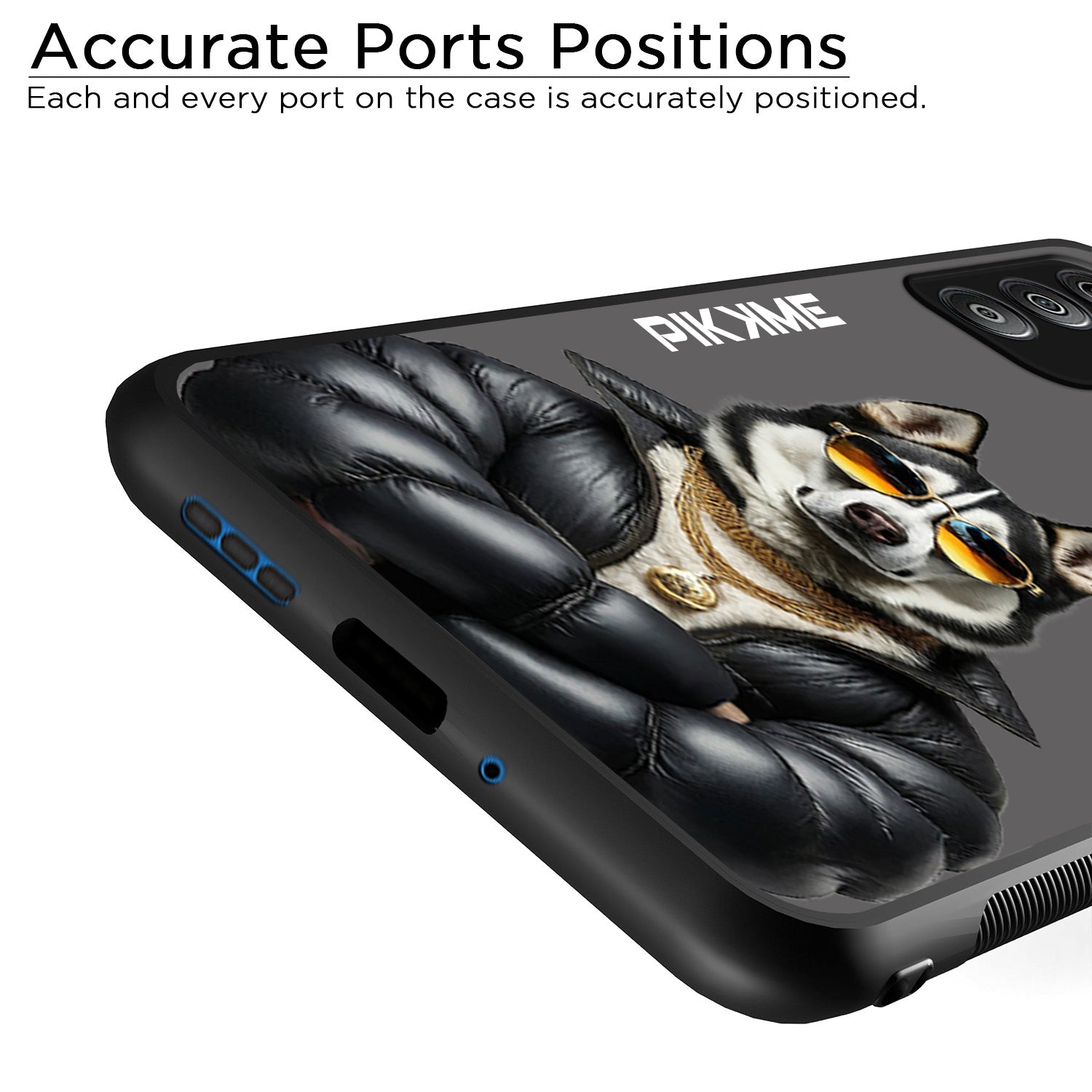 Pikkme Back Cover Pc Tpu + Printed Cool Funky Stylish Grey Dog Swag Raised Edges Camera Protection |Bumper Case For Samsung Galaxy M13 (Design 02)