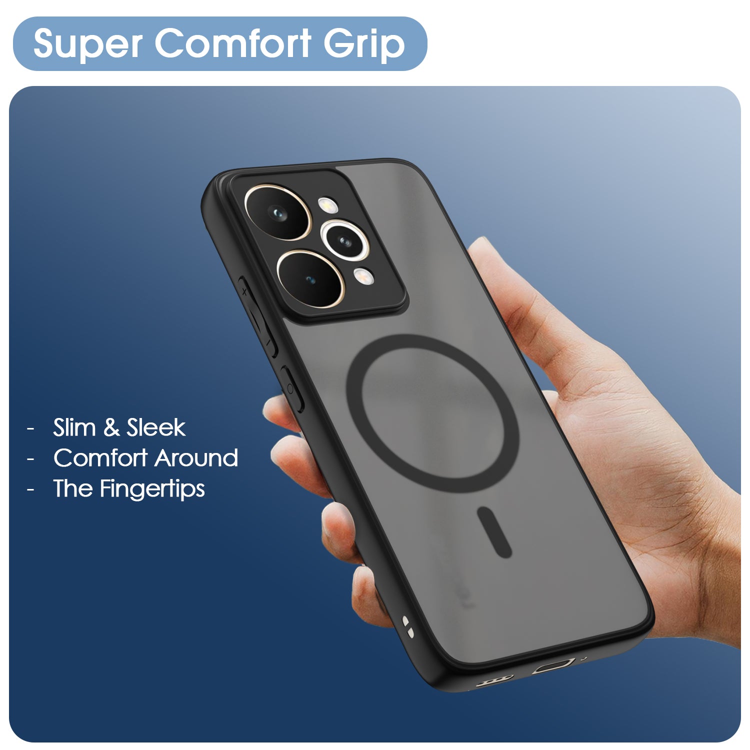 Pikkme Realme 15 Pro 5G Eagle 2 Mag-Safe Smoke Shockproof Hard Transparent Back Cover (Black)