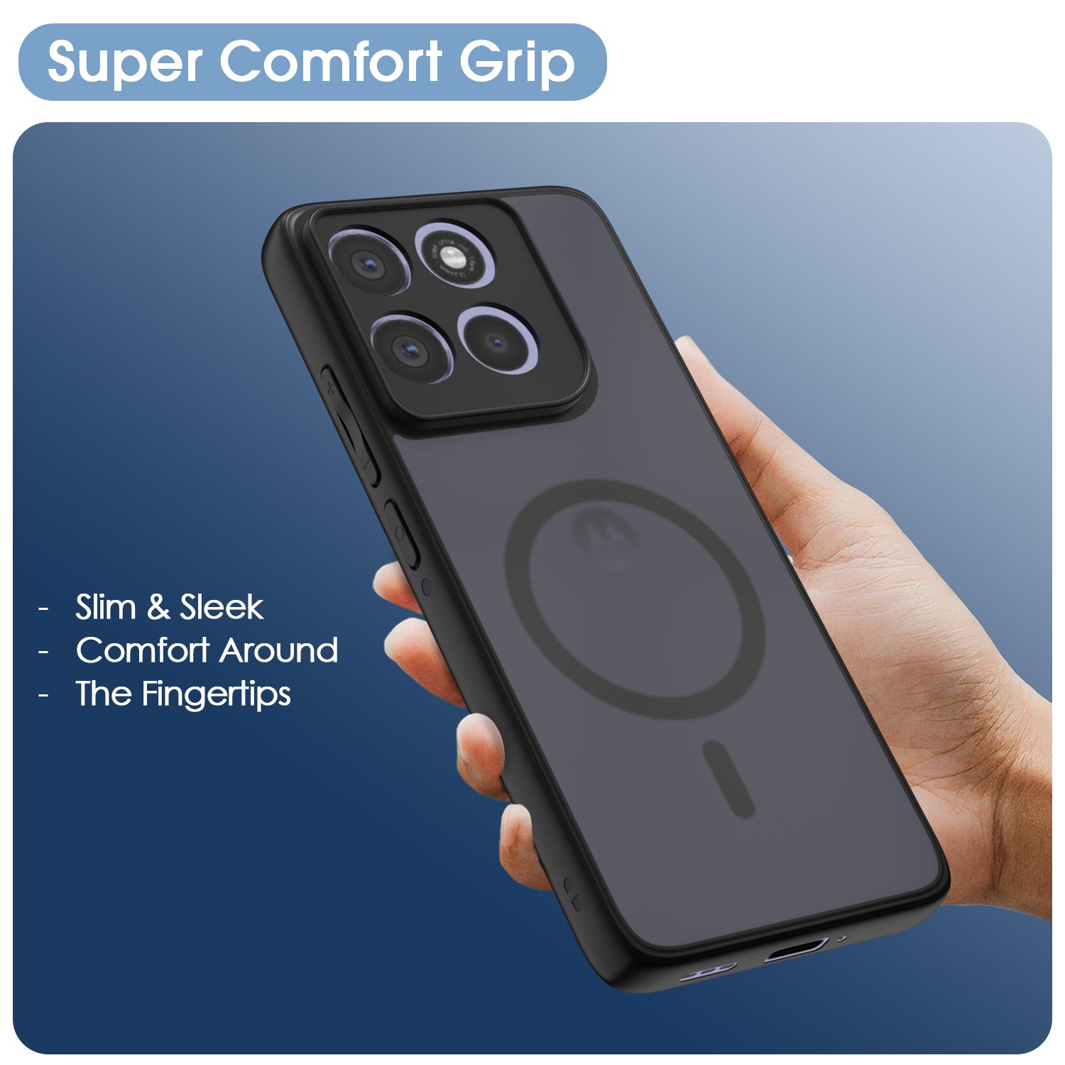 Pikkme Motorola Moto G86 Power 5G Eagle 2 Mag-Safe Smoke Shockproof Hard Transparent Back Cover (Black)