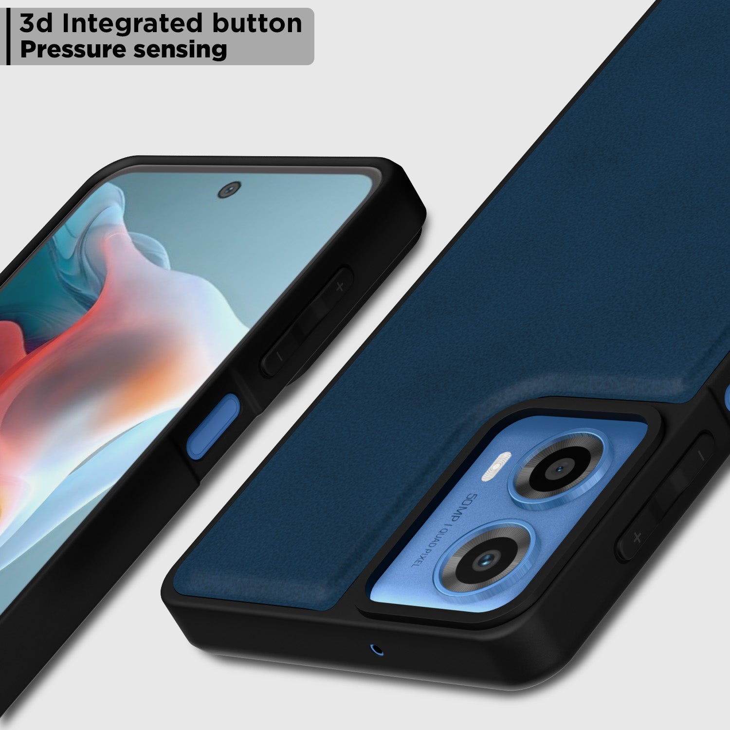 Pikkme Motorola Moto G34 / G45 5G Premium Super Soft-Touch Leatherback Case (Blue)