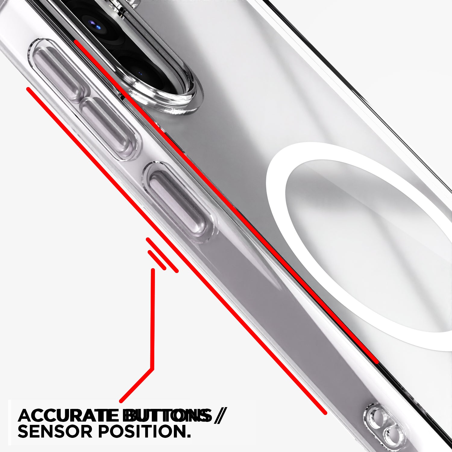 Pikkme Samsung Galaxy A55 5G Mag-Safe Shockproof PC + TPU Back Cover (Transparent)