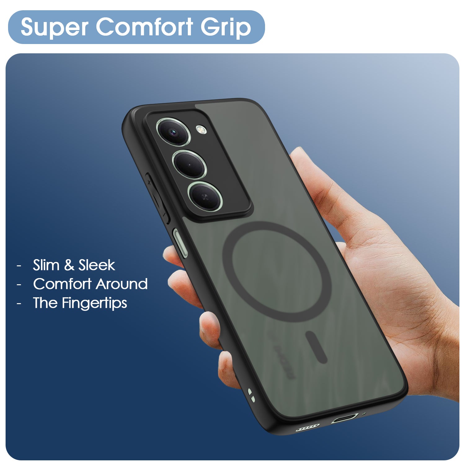 Pikkme Redmi 15 5G Eagle 2 Mag-Safe Smoke Shockproof Hard Transparent Back Cover (Black)