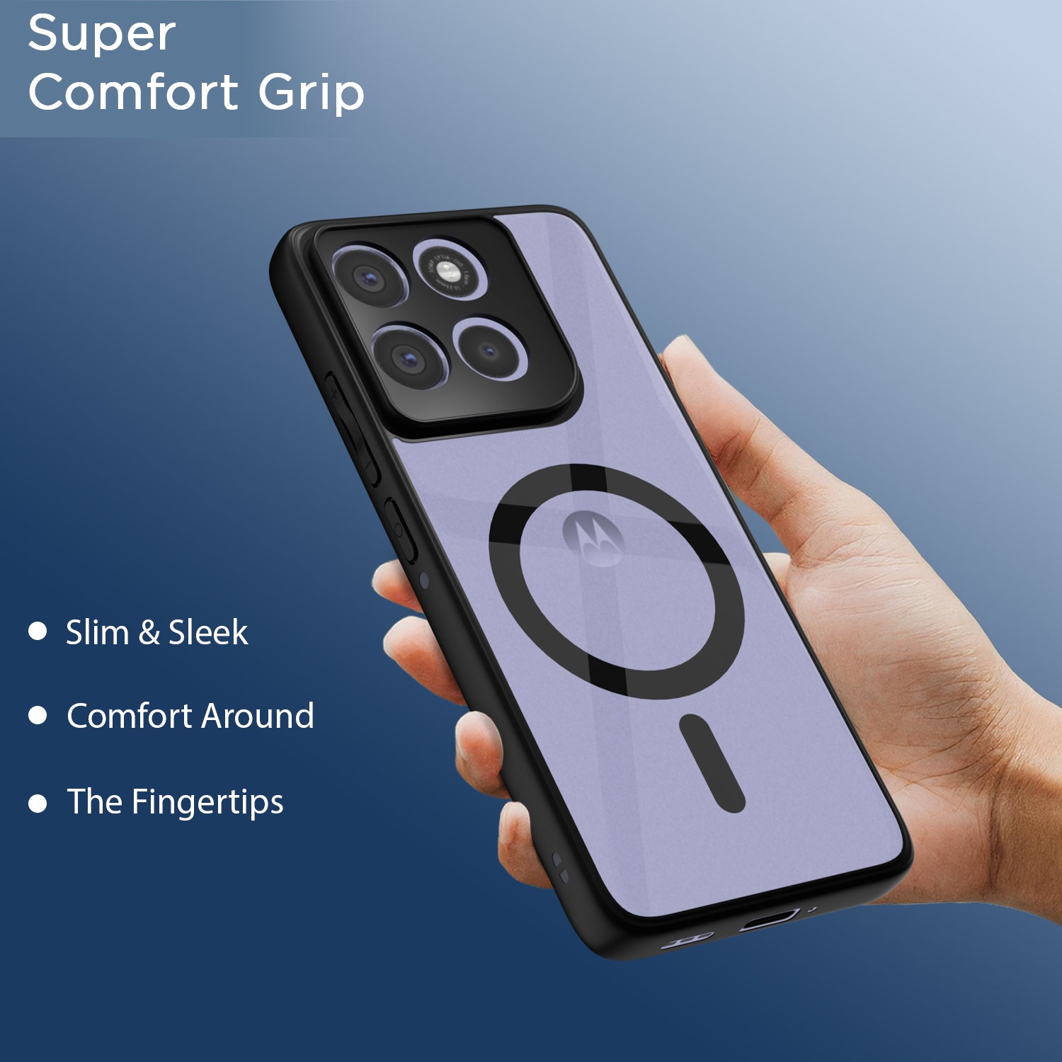 Pikkme Motorola Moto G86 Power 5G Eagle 2 Mag-Safe Shockproof Hard Transparent Back Cover (Black)