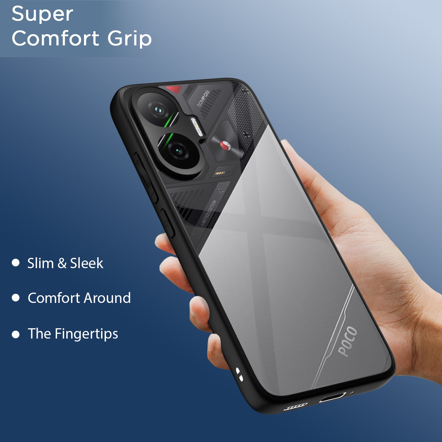 Pikkme Poco F7 5G Eagle 2 Shockproof Sleek Hybrid Armor Back Cover (Black)