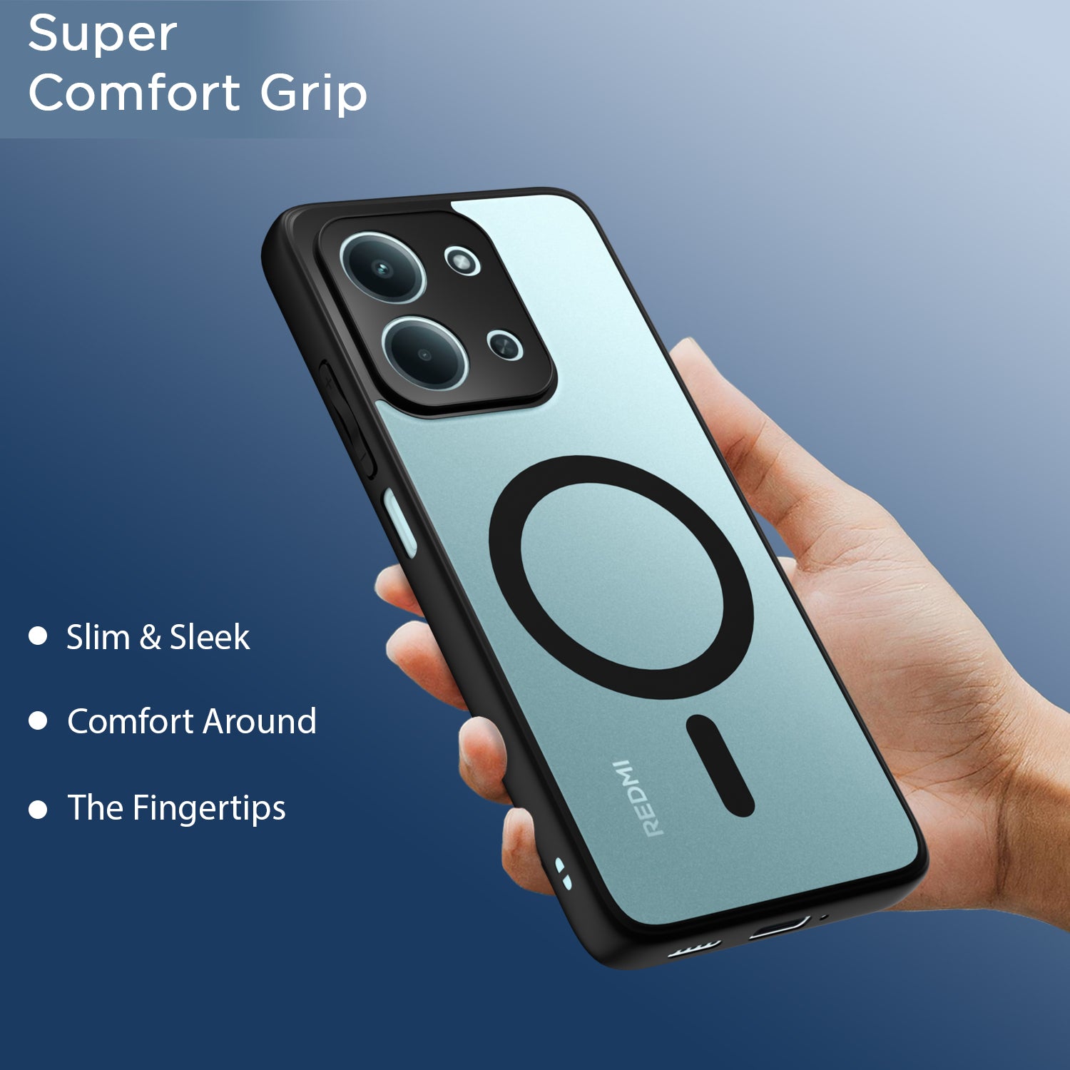 Pikkme Redmi 15c 5G Eagle 2 Mag-Safe Shockproof Hard Transparent Back Cover (Black)