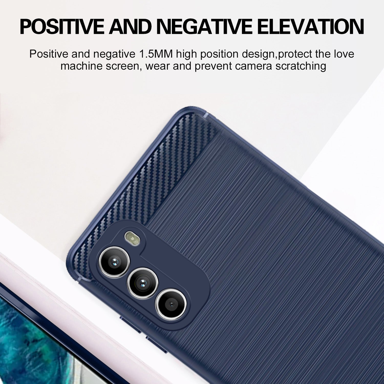 Pikkme Moto G52 / G82 5G Hybrid Carbon Fiber Back Cover (Blue)
