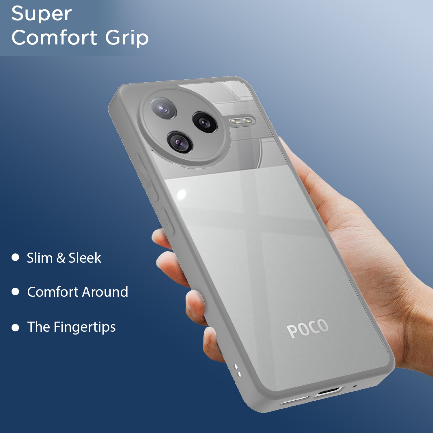 Pikkme Poco F7 Pro 5G Eagle 2 Shockproof Sleek Hybrid Armor Back Cover (Grey)