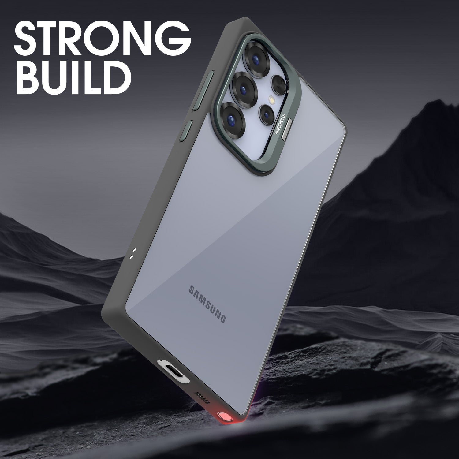 Pikkme Samsung Galaxy S25 Ultra 5G Bracket Standcase Back Cover (Grey)