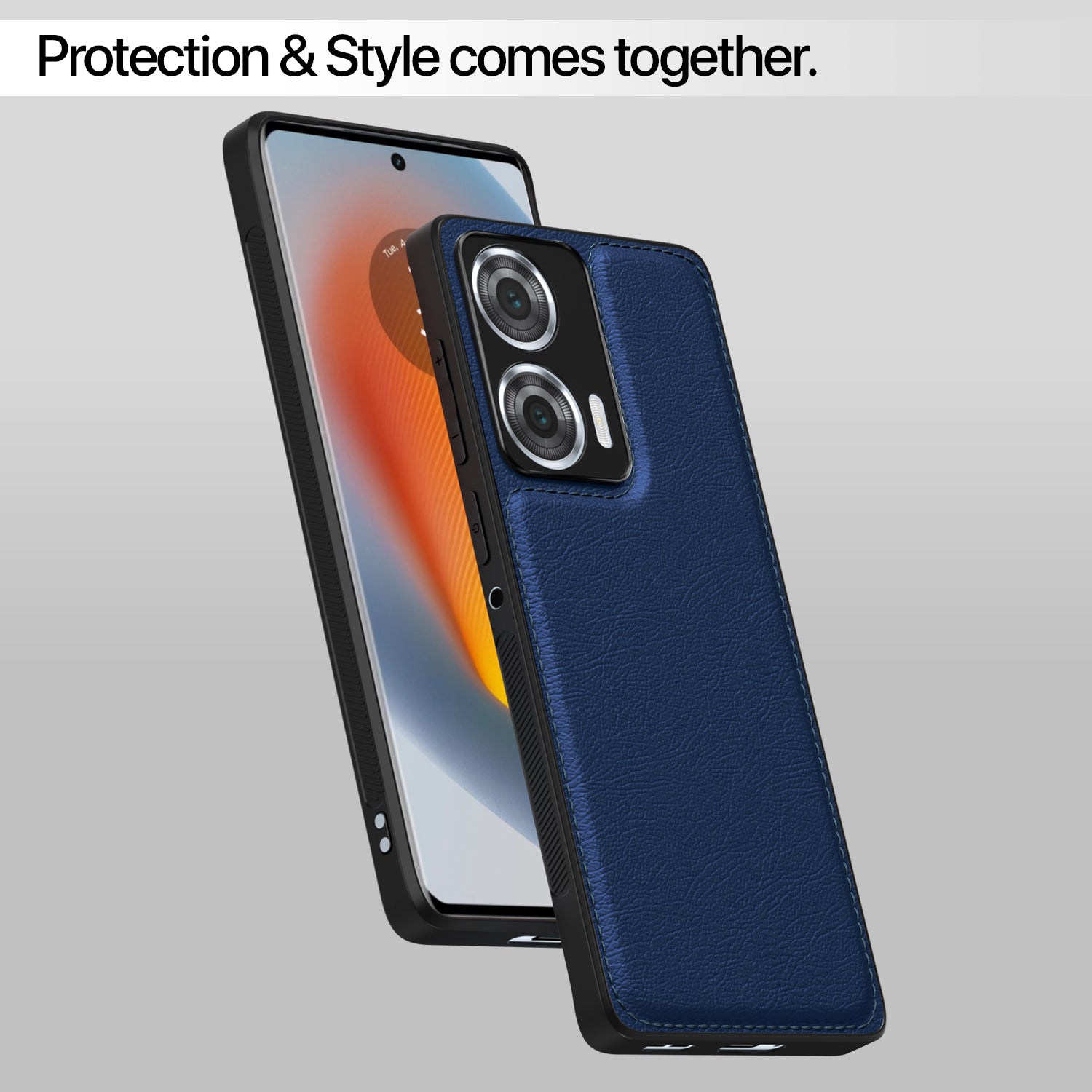 Pikkme Moto Edge 50 Fusion 5G Leather Back Case | Blue