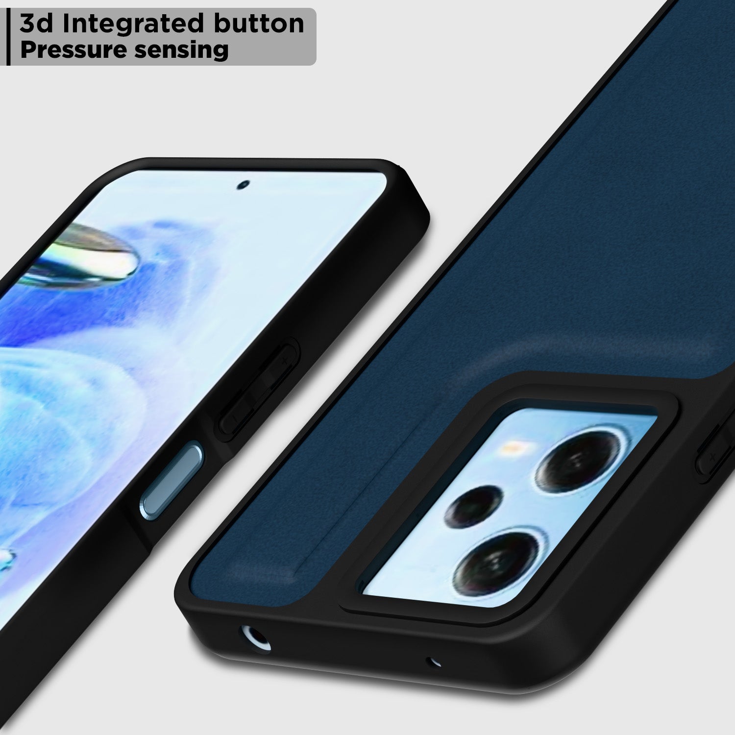 Pikkme Mi Redmi 12 5G / Poco M6 Pro 5G Premium Super Soft-Touch Leatherback Case (Blue)