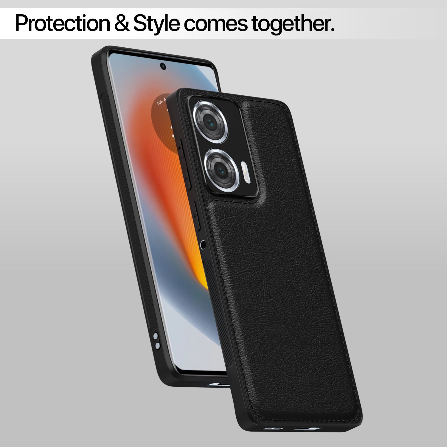 Pikkme Moto Edge 50 Fusion 5G Leather Back Case | Black