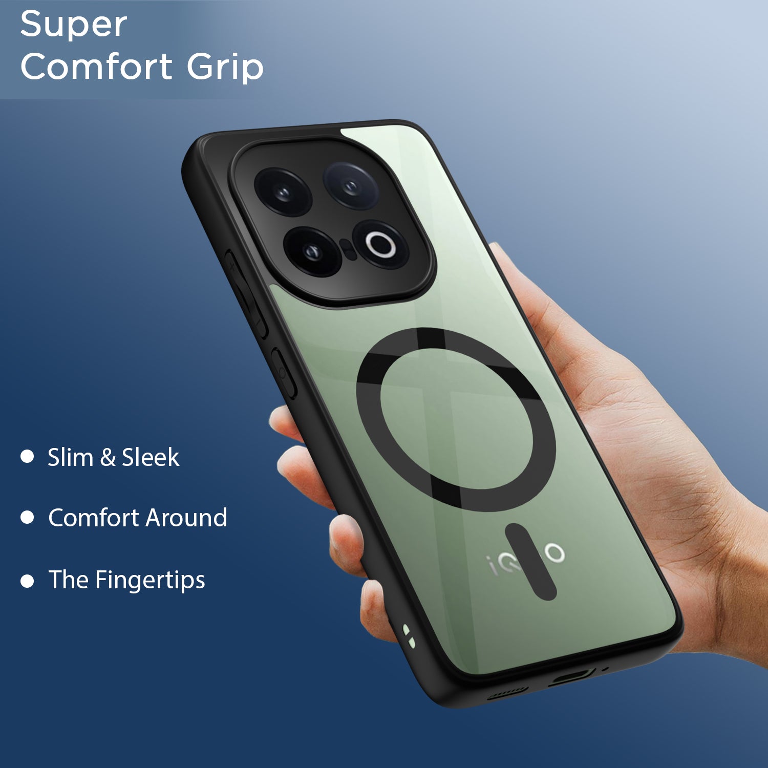 Pikkme iQOO 13 5G Eagle 2 Mag-Safe Shockproof Hard Transparent Back Cover (Black)