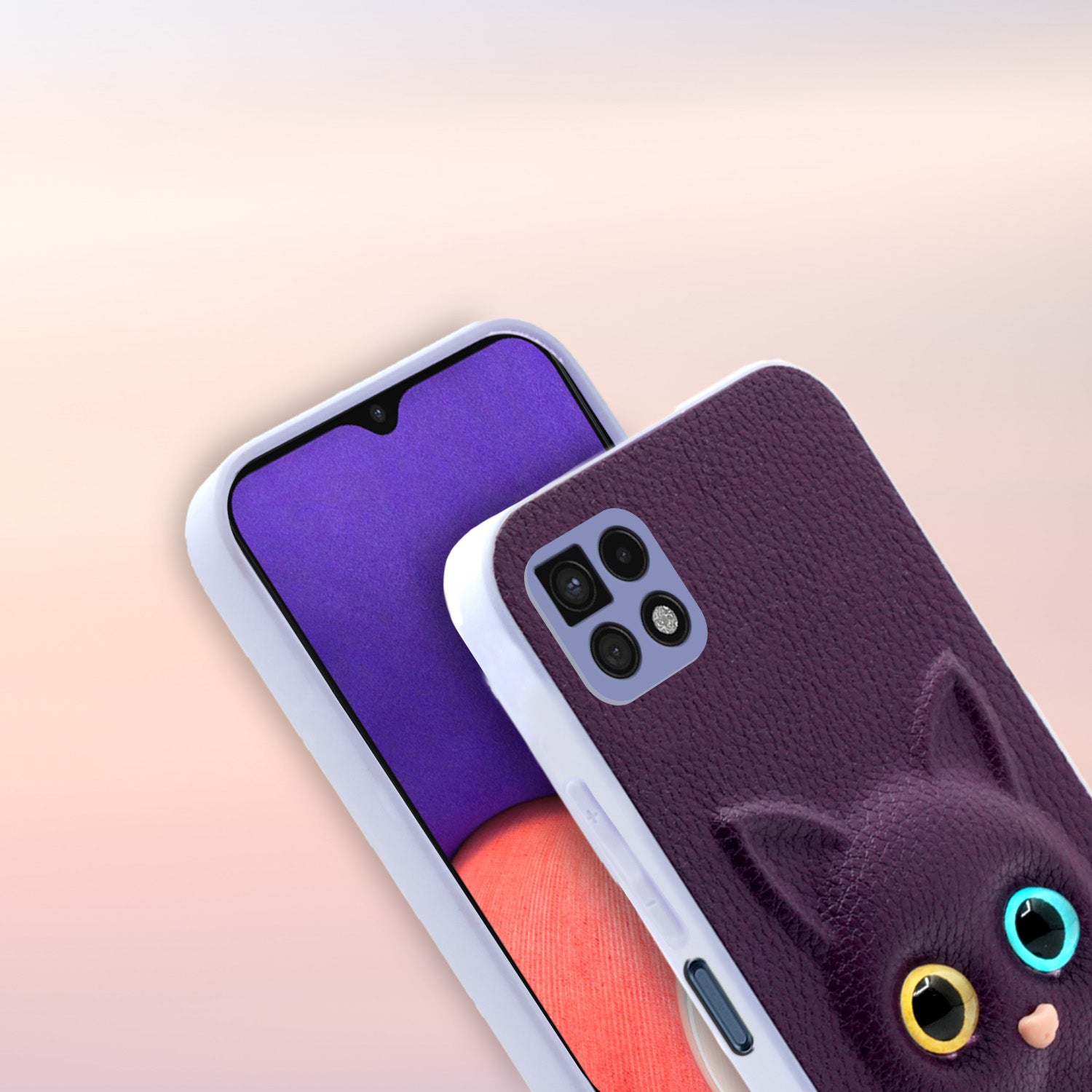 Pikkme Samsung Galaxy A22 5G / F42 5G Kitty Back Cover (Purple)