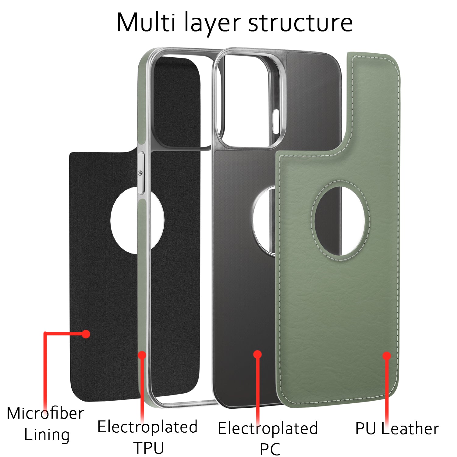 Pikkme iPhone 14 Plus Silver Electroplated Chrome Leather Back Cover (Green)