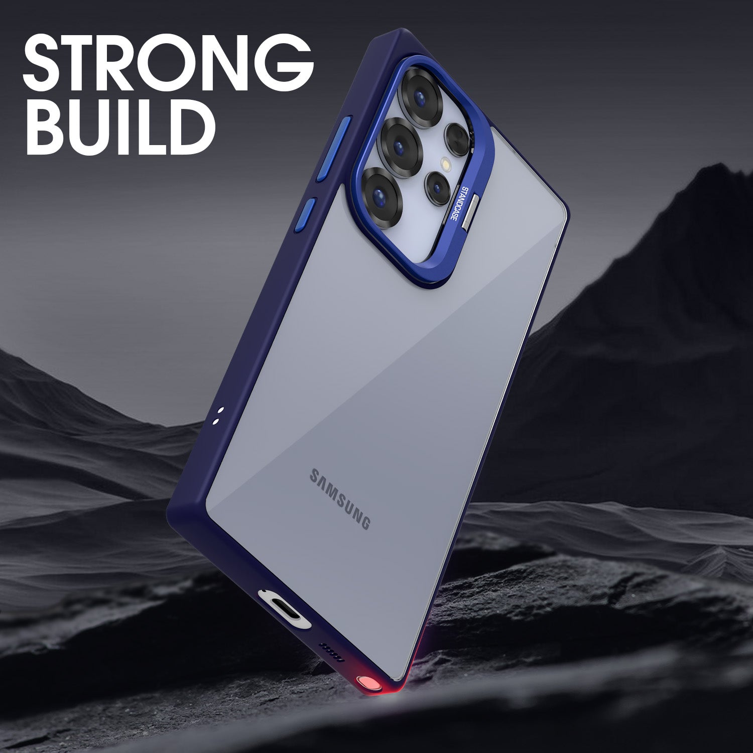 Pikkme Samsung Galaxy S25 Ultra 5G Bracket Standcase Back Cover(Blue)