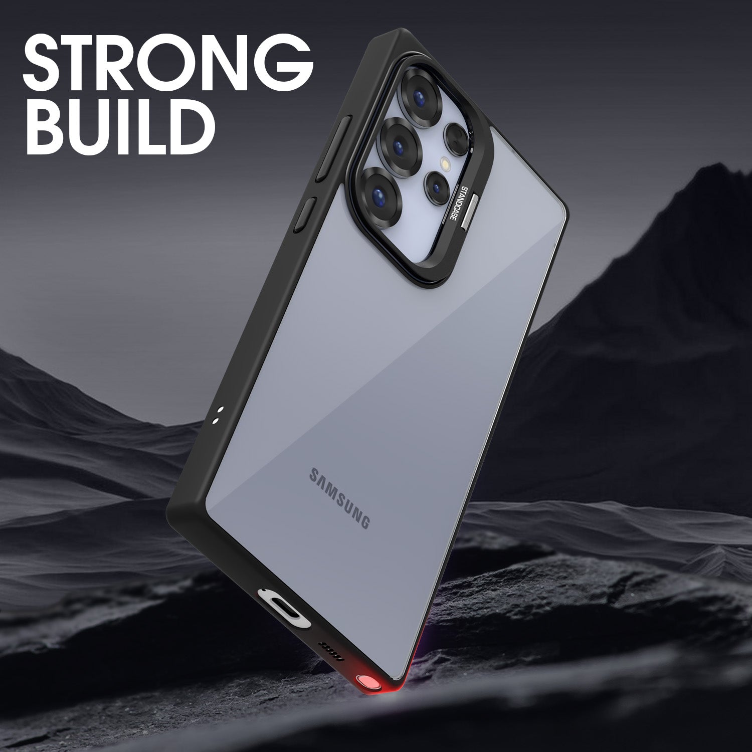 Pikkme Samsung Galaxy S25 Ultra 5G Bracket Standcase Back Cover(Black)
