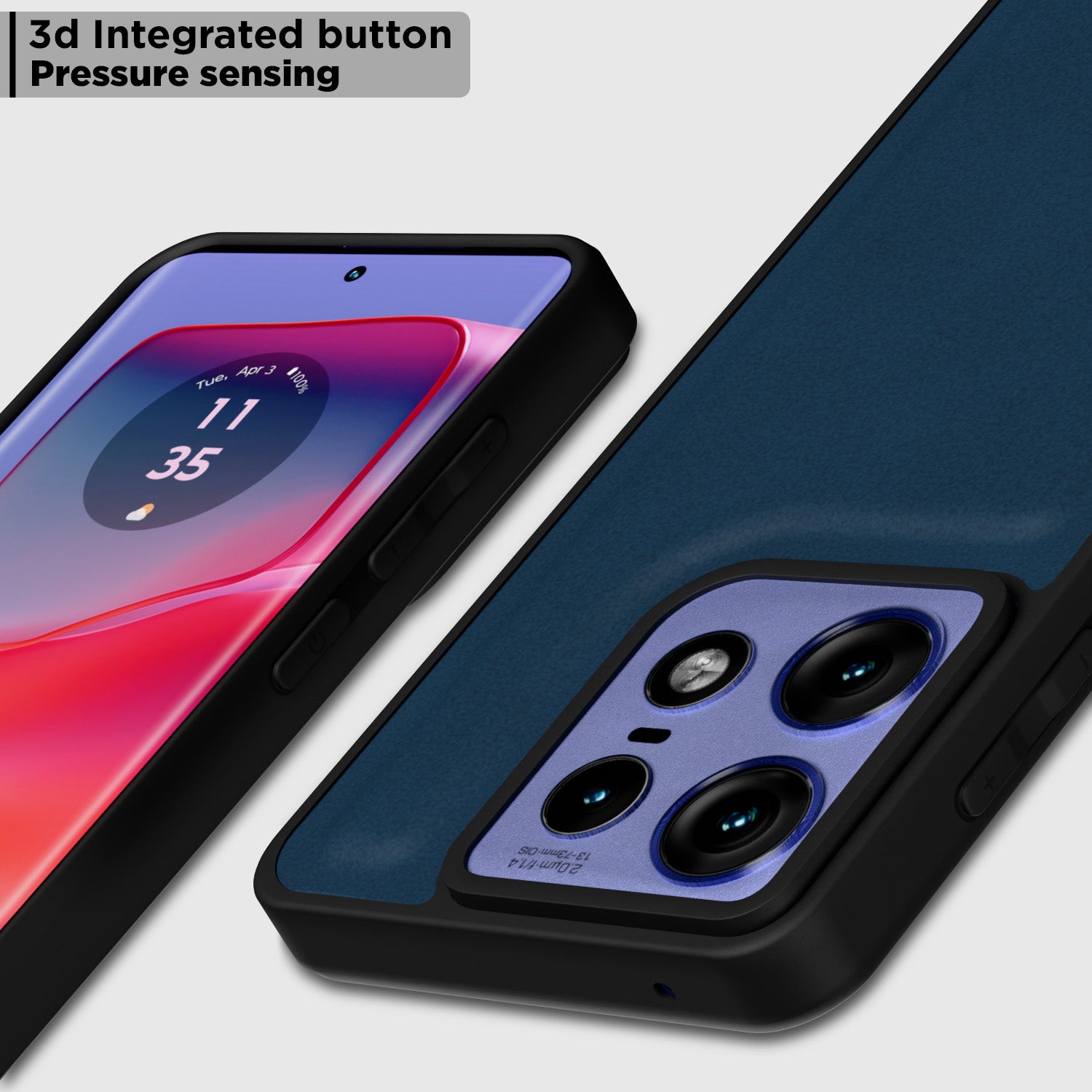 Pikkme Motorola Moto Edge 50 Pro 5G Premium Super Soft-Touch Leatherback Case (Blue)