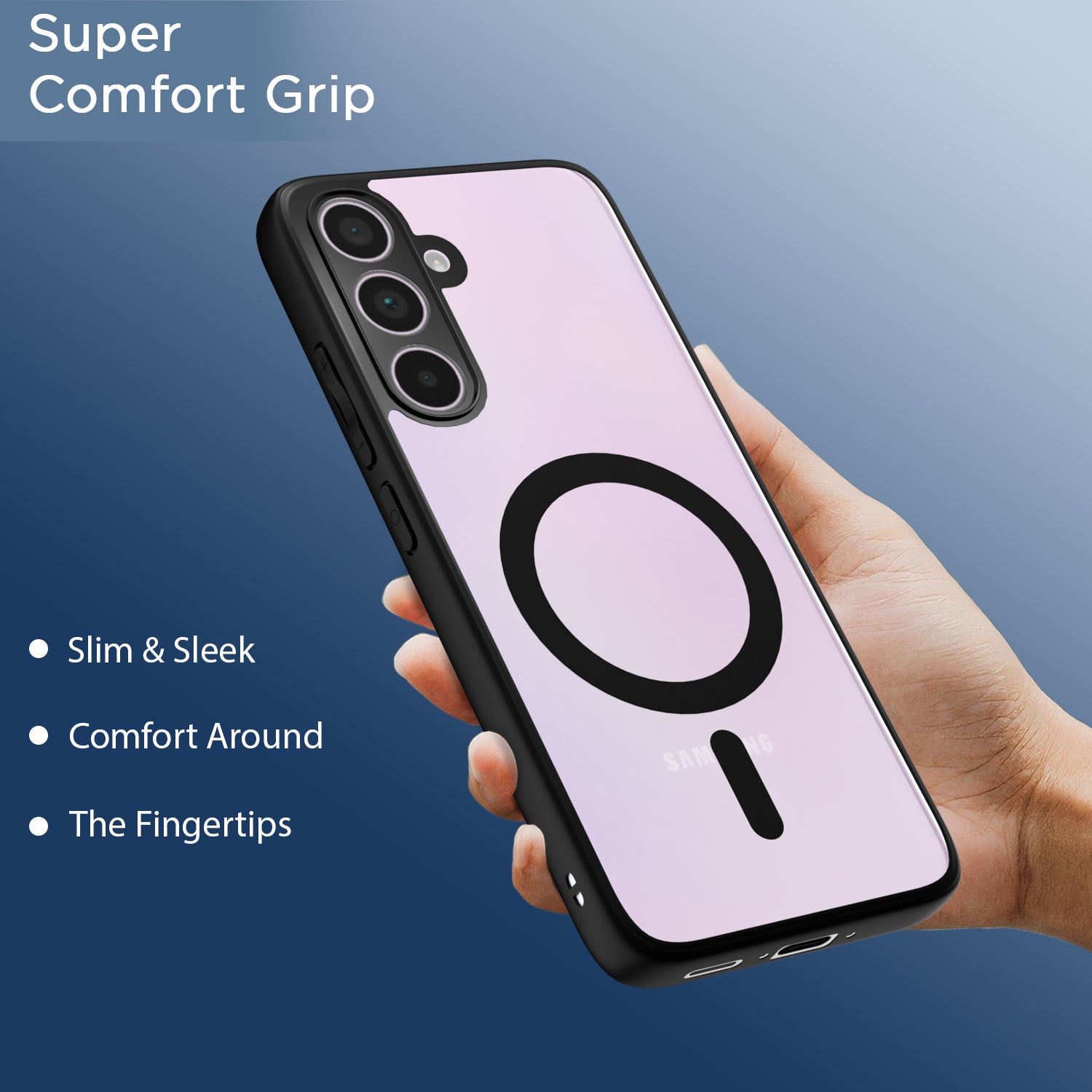 Pikkme Samsung Galaxy M35 5G Eagle 2 Mag-Safe Shockproof Hard Transparent Back Cover (Black)