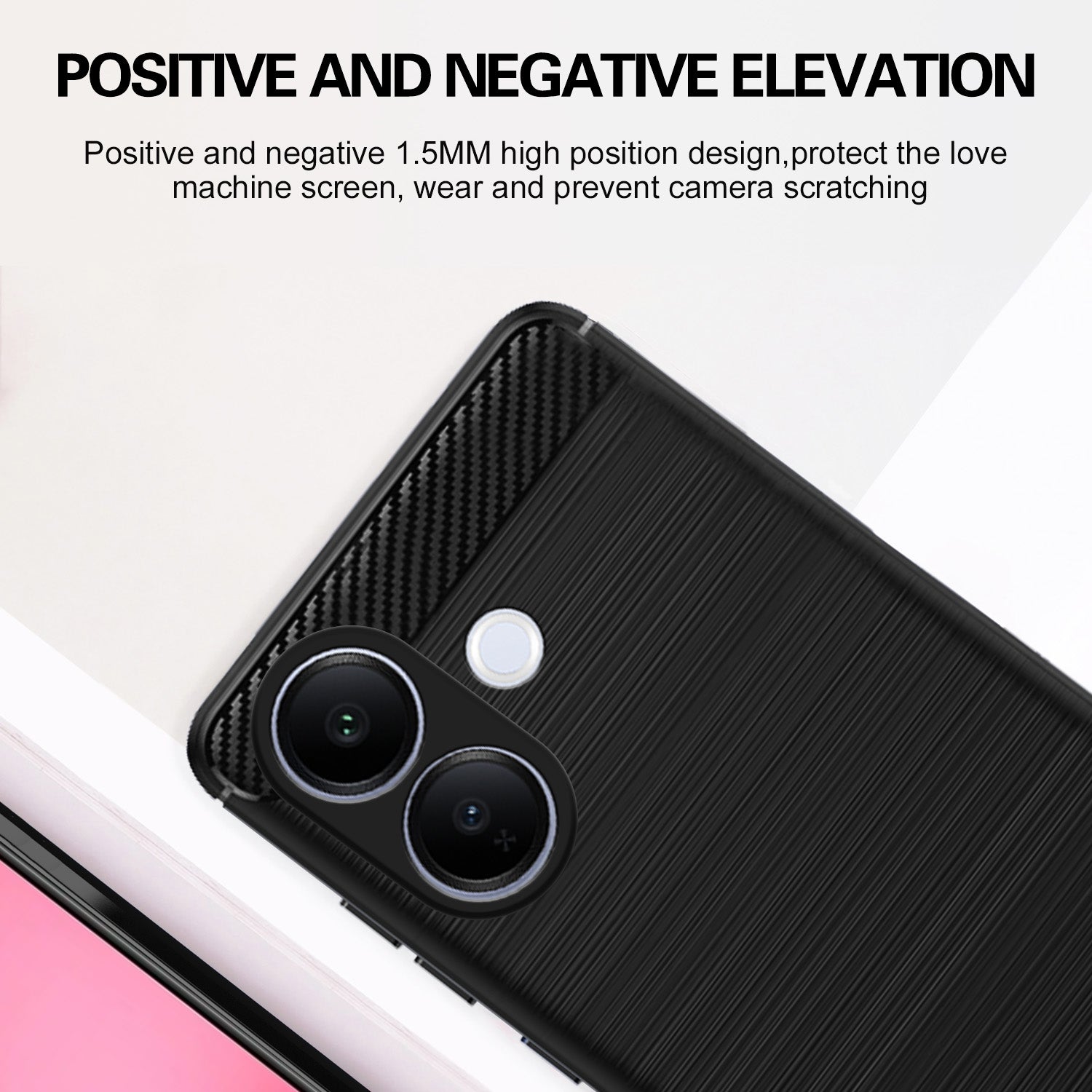 Pikkme Vivo V60 Lite 5G Hybrid Carbon Fiber Back Cover (Black)