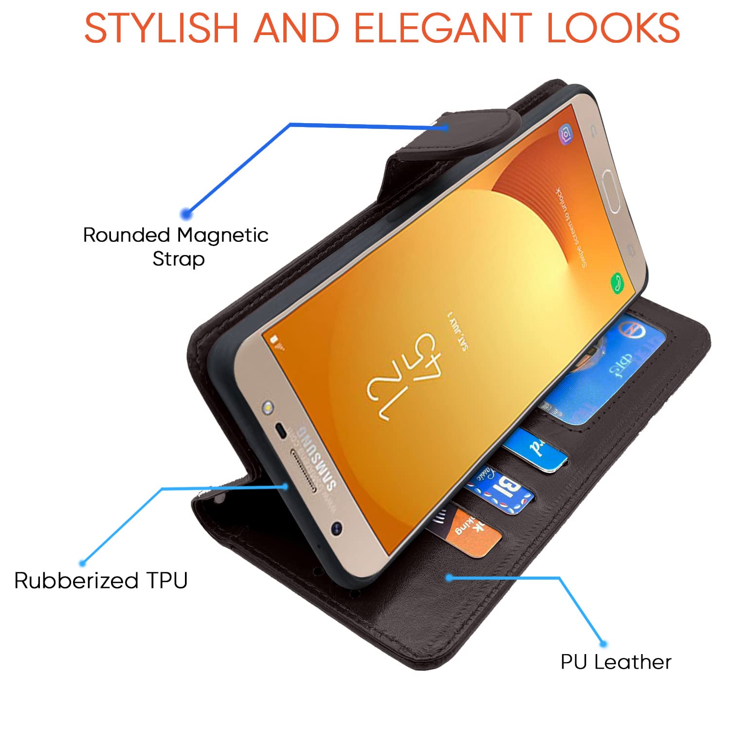 Pikkme Samsung Galaxy J7 Max Flip Cover (Coffee)