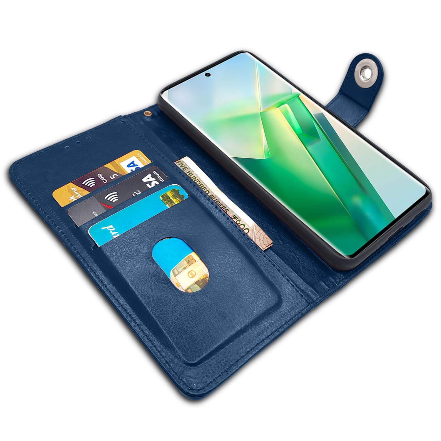 Vivo T2 Pro 5G Button mobile flip cover in blue by Pikkme – photo 3