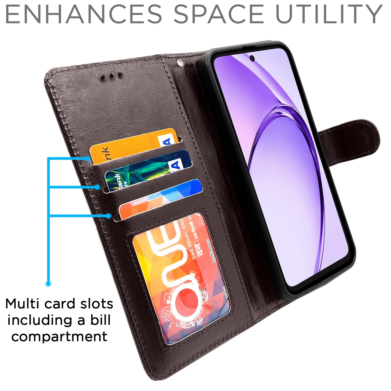 Pikkme Oppo A3x 5G / A3x 4G / A3 5G Vintage Flip Cover (Coffee)