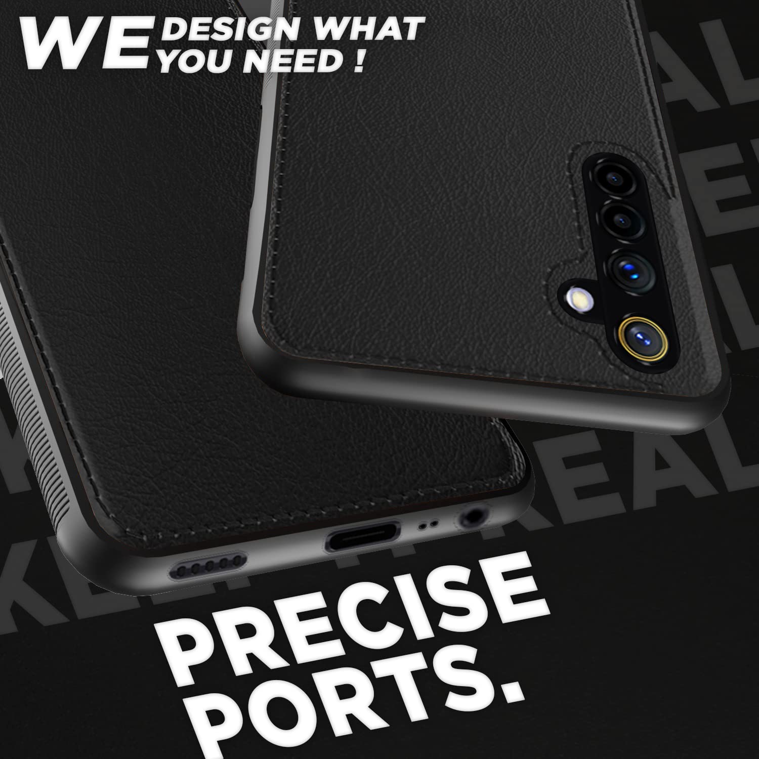 Pikkme Realme 6 Leatherback Back Case | Black