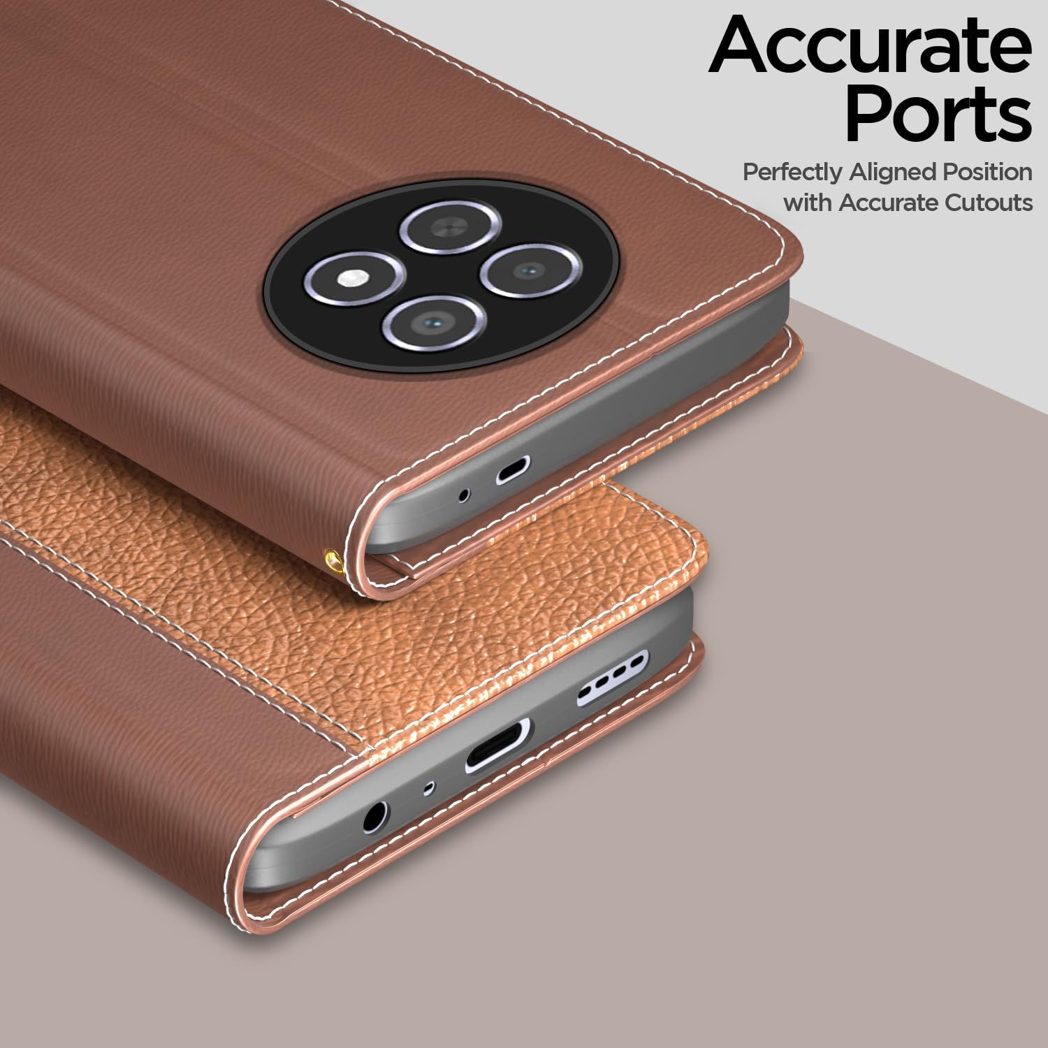 Realme Narzo 70x 5G/N65/13/12/12X 5G/C65 Wallet wallet flip cover in tan by Pikkme – photo 2