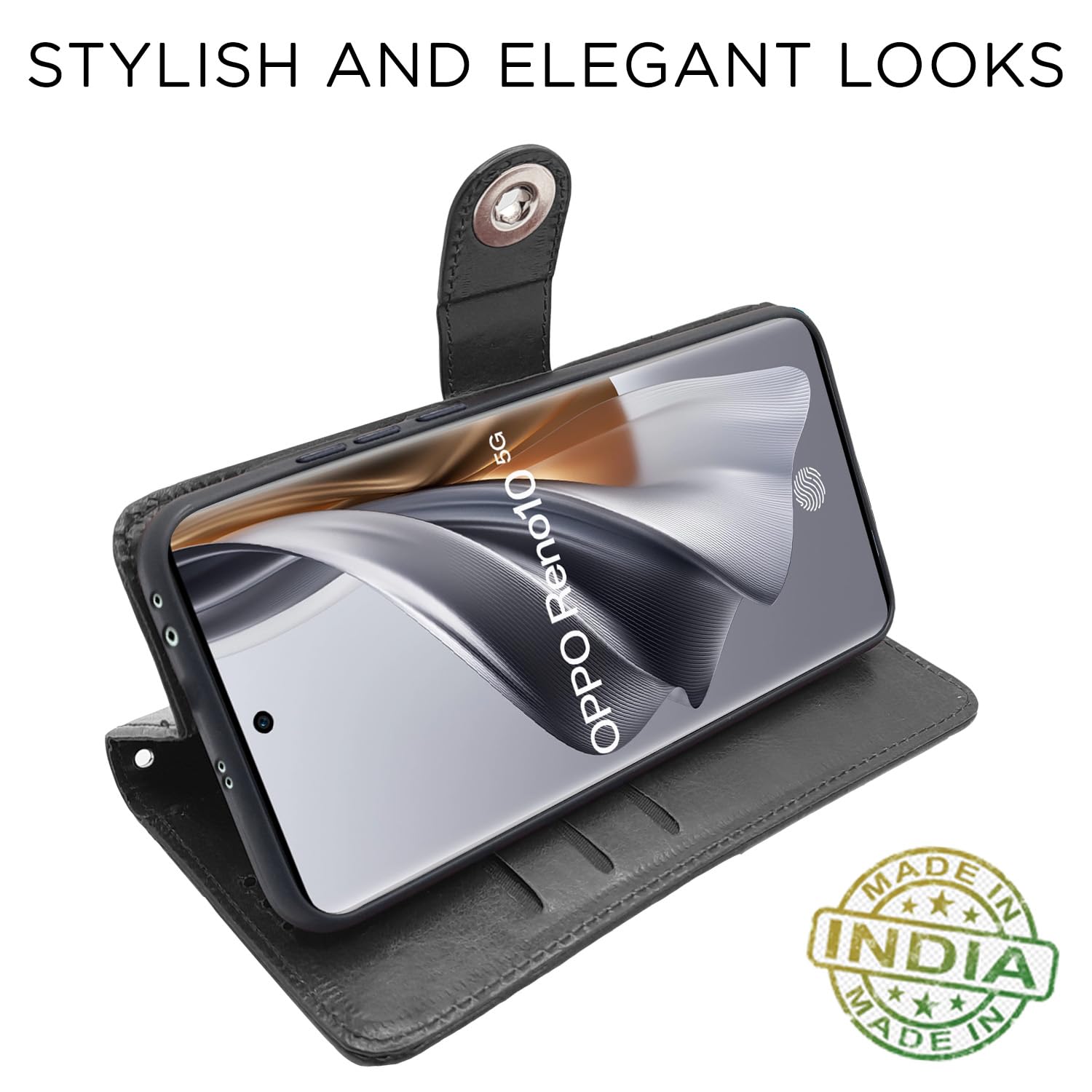 Pikkme Oppo Reno 10 5G Button black flip cover – photo 5