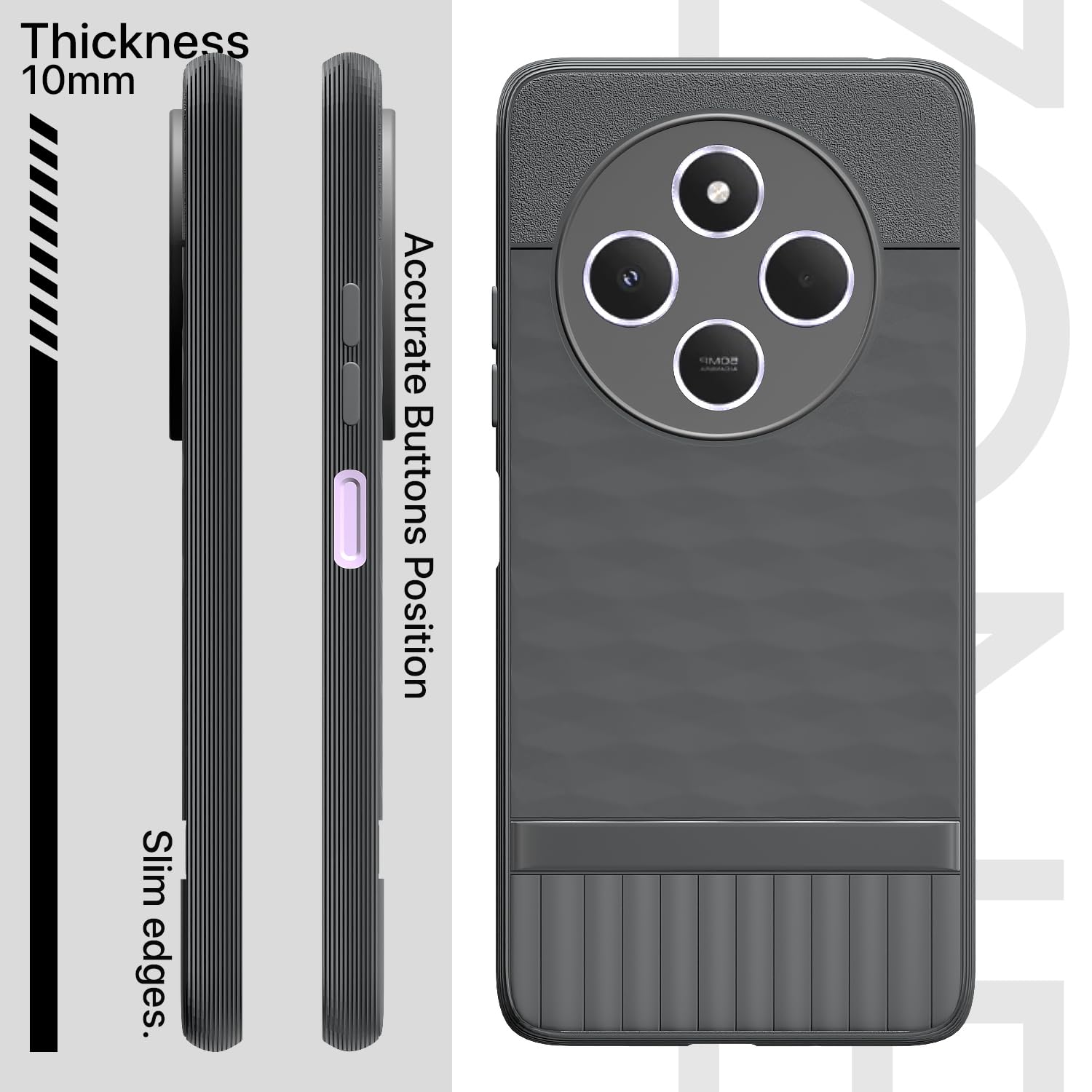 Pikkme Redmi 14c 5G / Redmi A4 5G / Poco C75 5G  Gencase Back Cover (Grey)