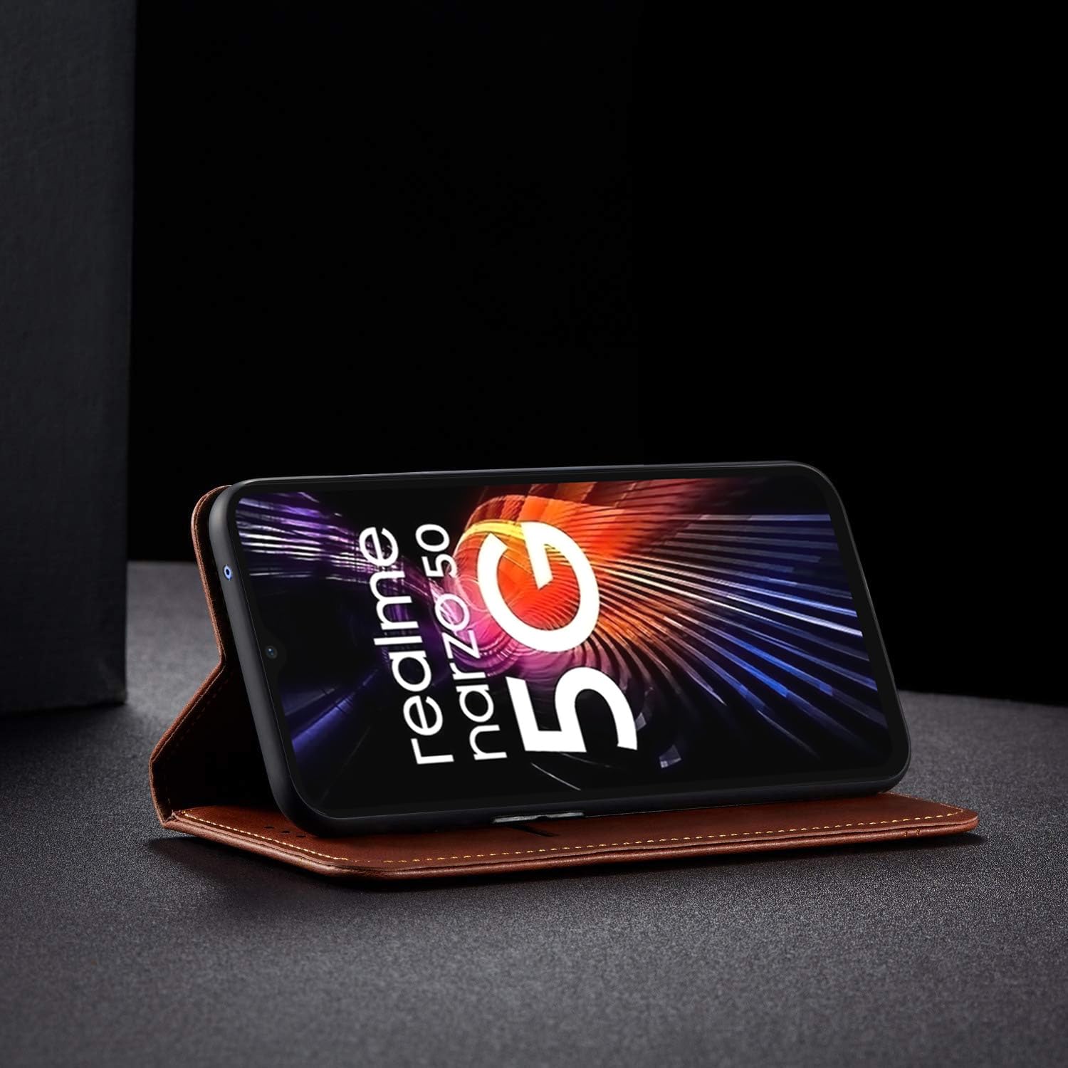 Pikkme brown wallet flip cover for Realme Narzo 50 5G/Oppo K10 5G/Oppo A57 – photo 5