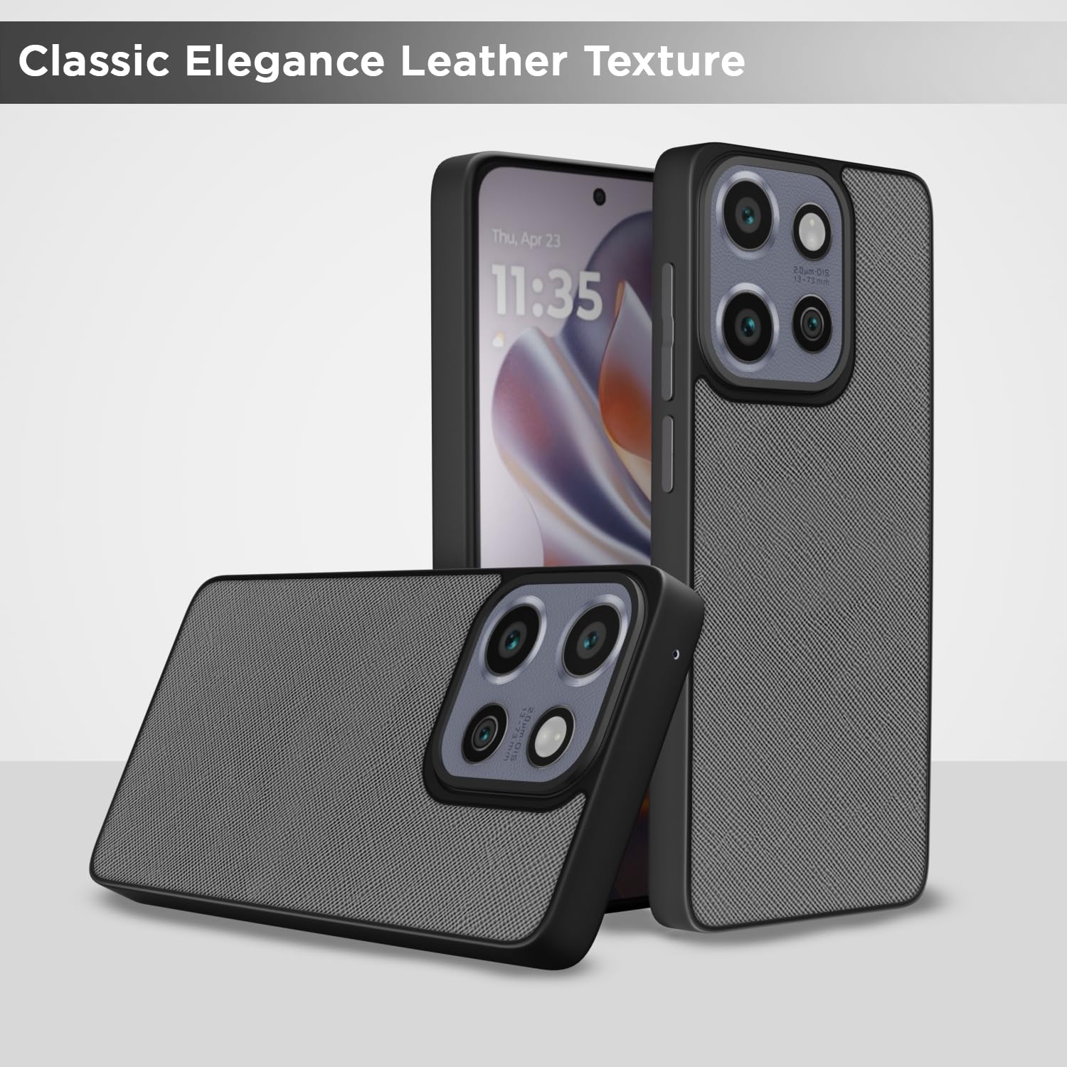 Moto Edge 50 Neo 5G Leatherback back cover in grey by Pikkme – photo 6