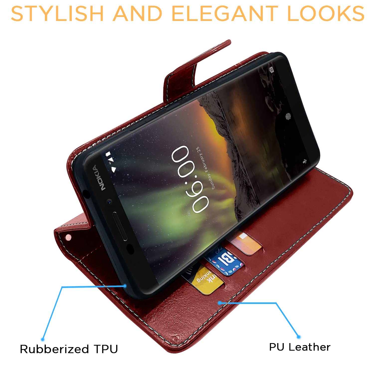Nokia 6.1 Plus/6.1 flip case in brown & coffee by Pikkme – photo 5